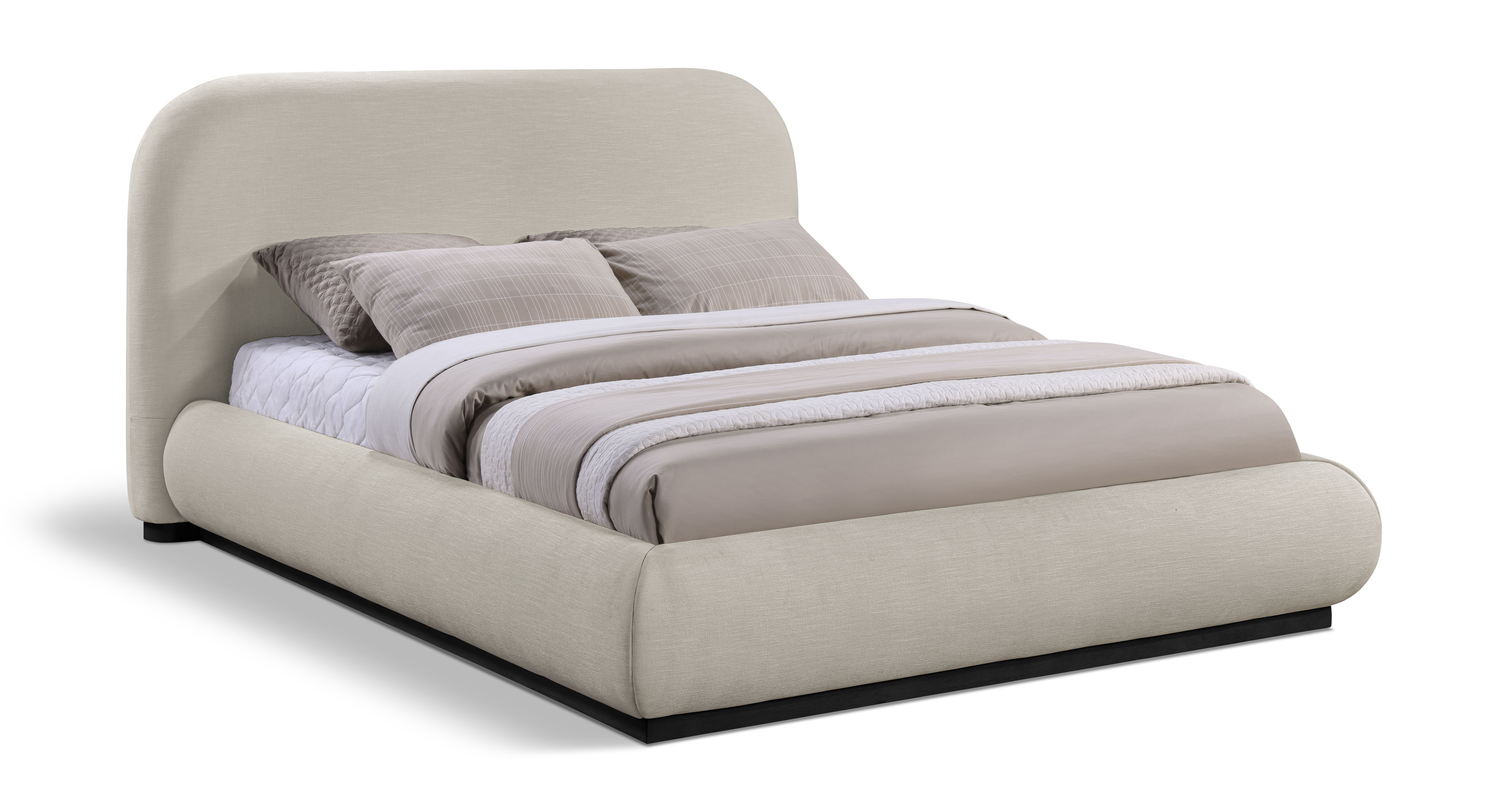 Vaughn - Chenille Full Bed With Black Base - Beige