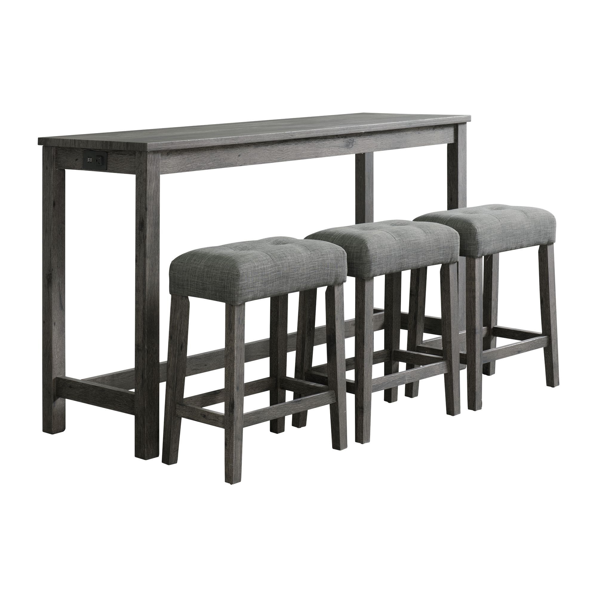 Oak Lawn - Bar Table Single Pack (Table And Three Gray Fabric Stools) - Charcoal Gray