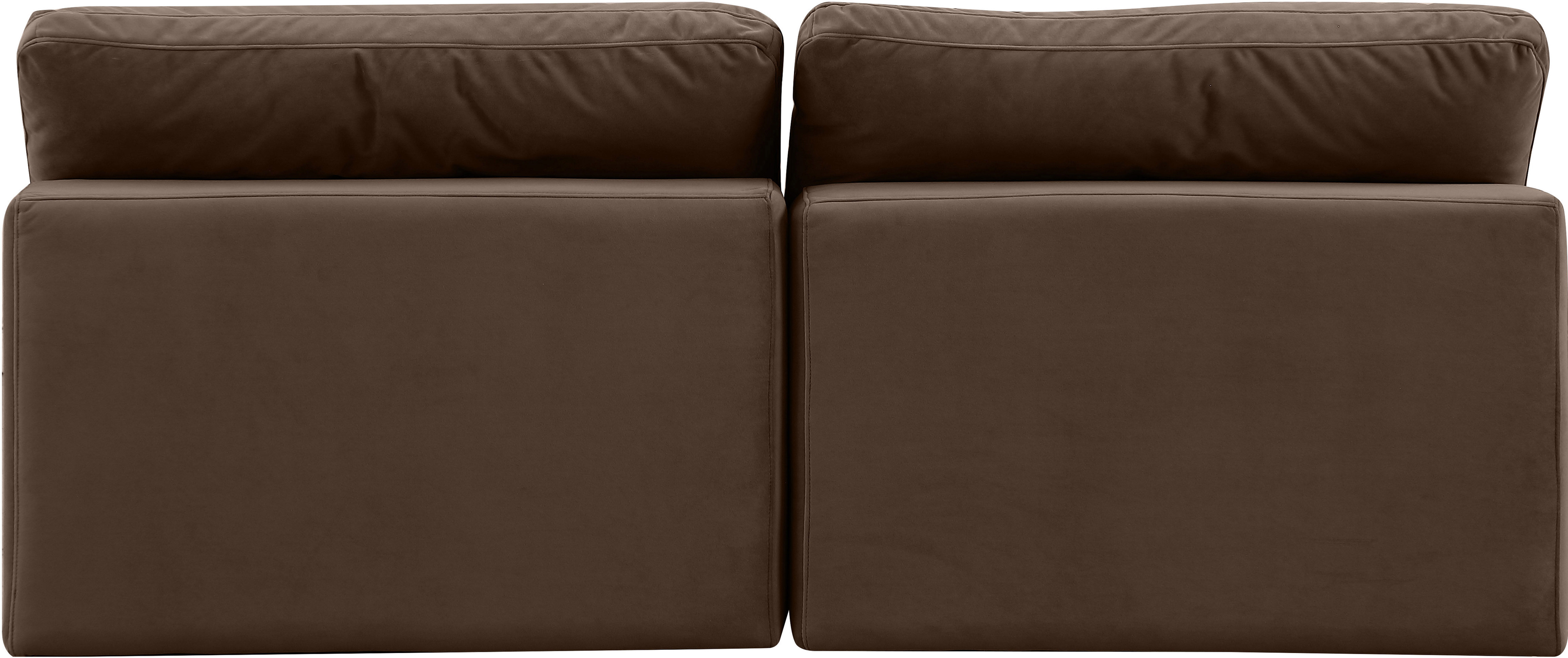 Comfy - Velvet Modular Armless Sofa 2 Pieces - Brown