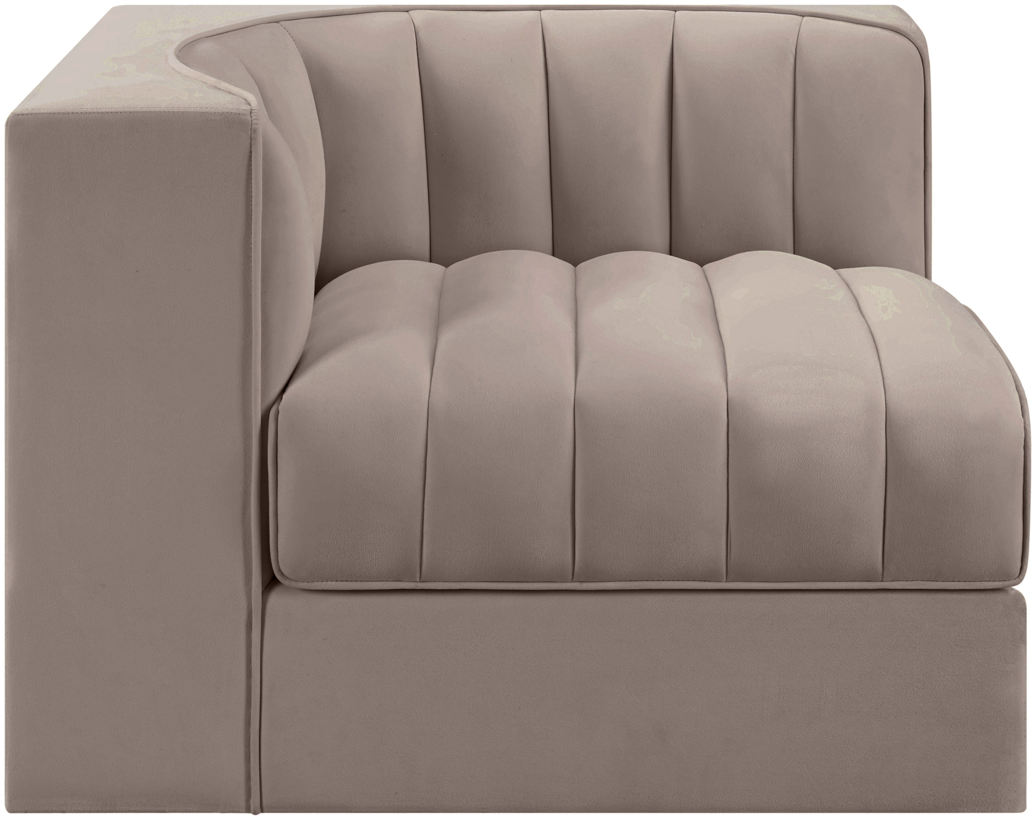 Rummi - Velvet Performance Fabric Upholstered Modular Corner Chair - Taupe