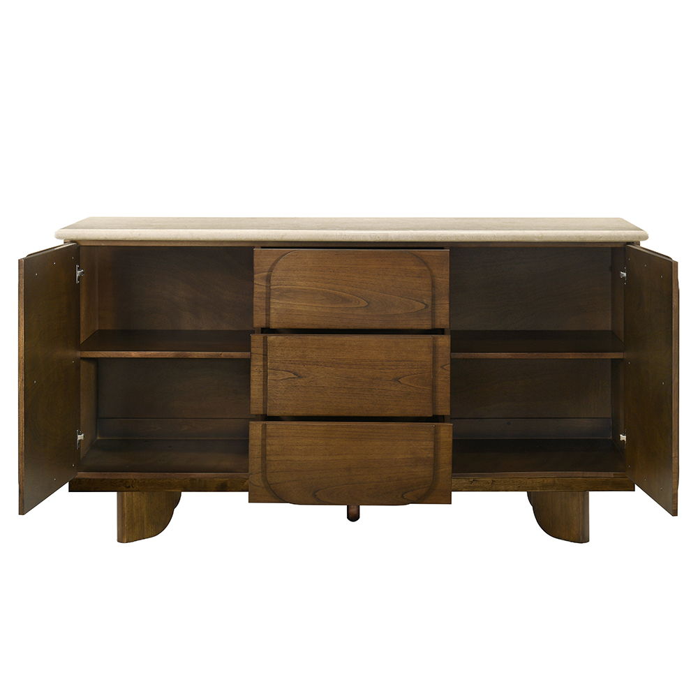 Kasha - Server With Marble Top Top - Vintage Oak, dark brown, view 3