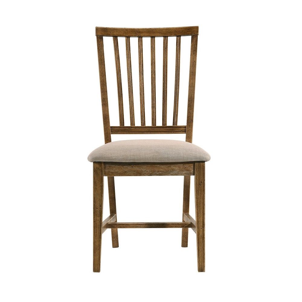 Wallace II - Side Chair (Set of 2) - Tan Linen & Weathered Oak, light brown, view 3
