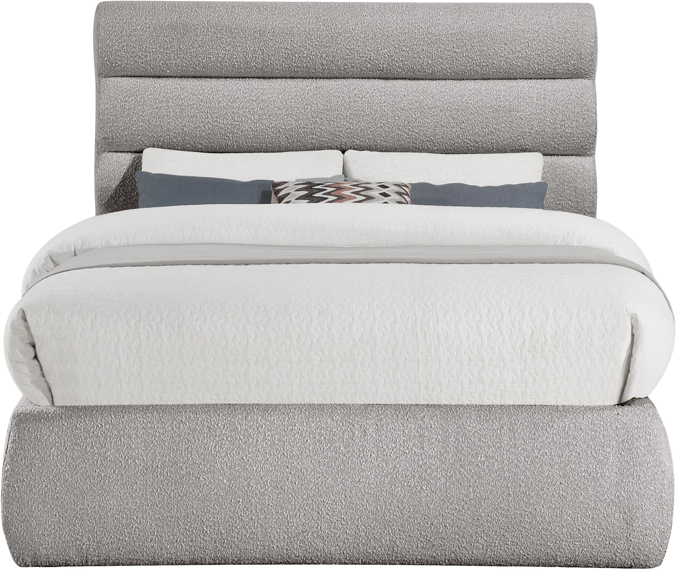 Adam - Boucle Fabric Full Bed With 52" Headboard - Taupe