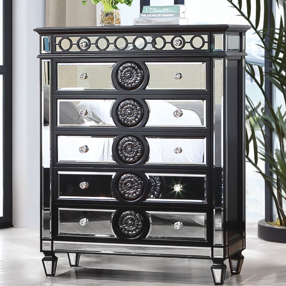 Varian II - Chest - Mirrored, Black & Sliver, black