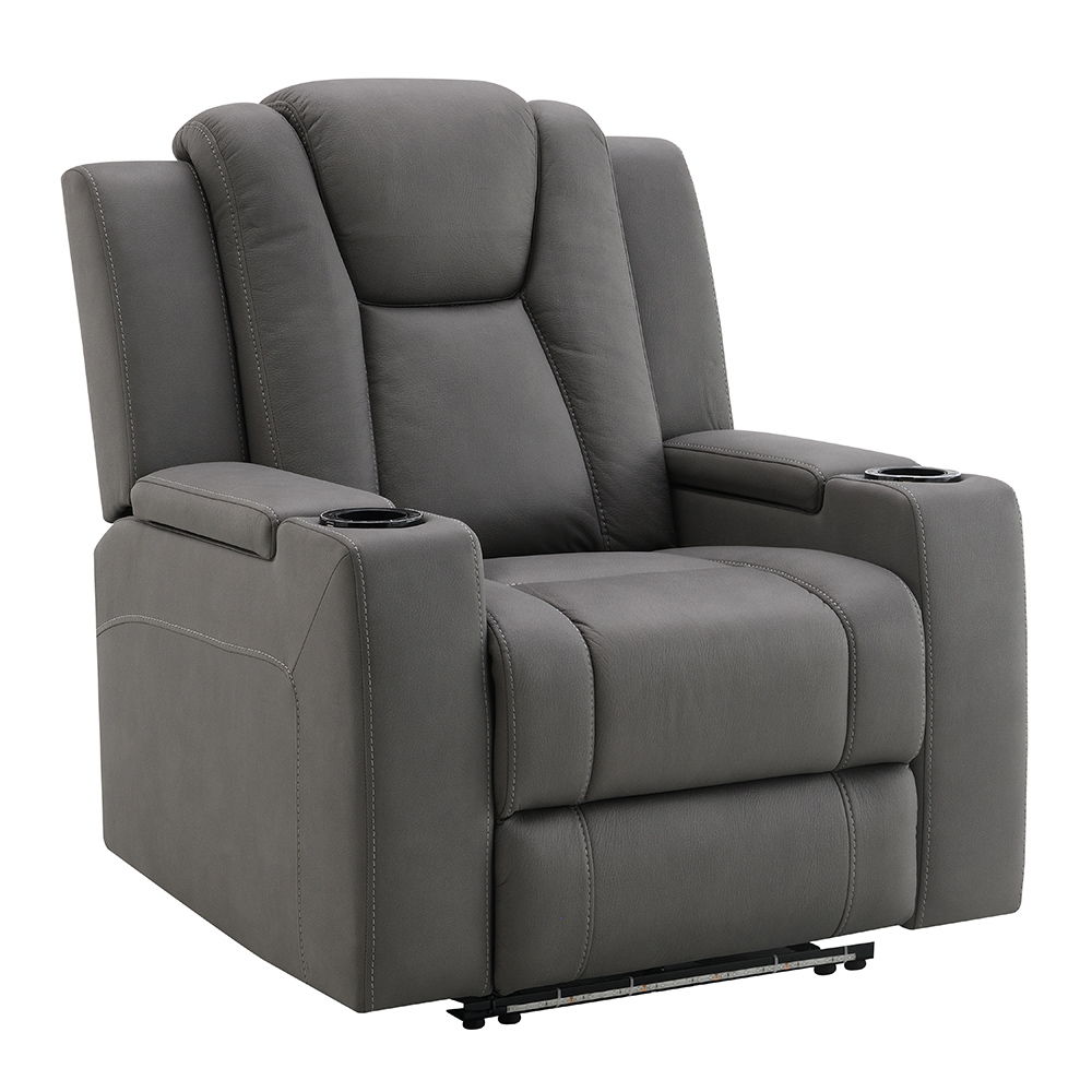 Leuco - Power Motion Recliner With Cup Holder, Control, LED & Power Headrest - Gray, dark gray, view 2