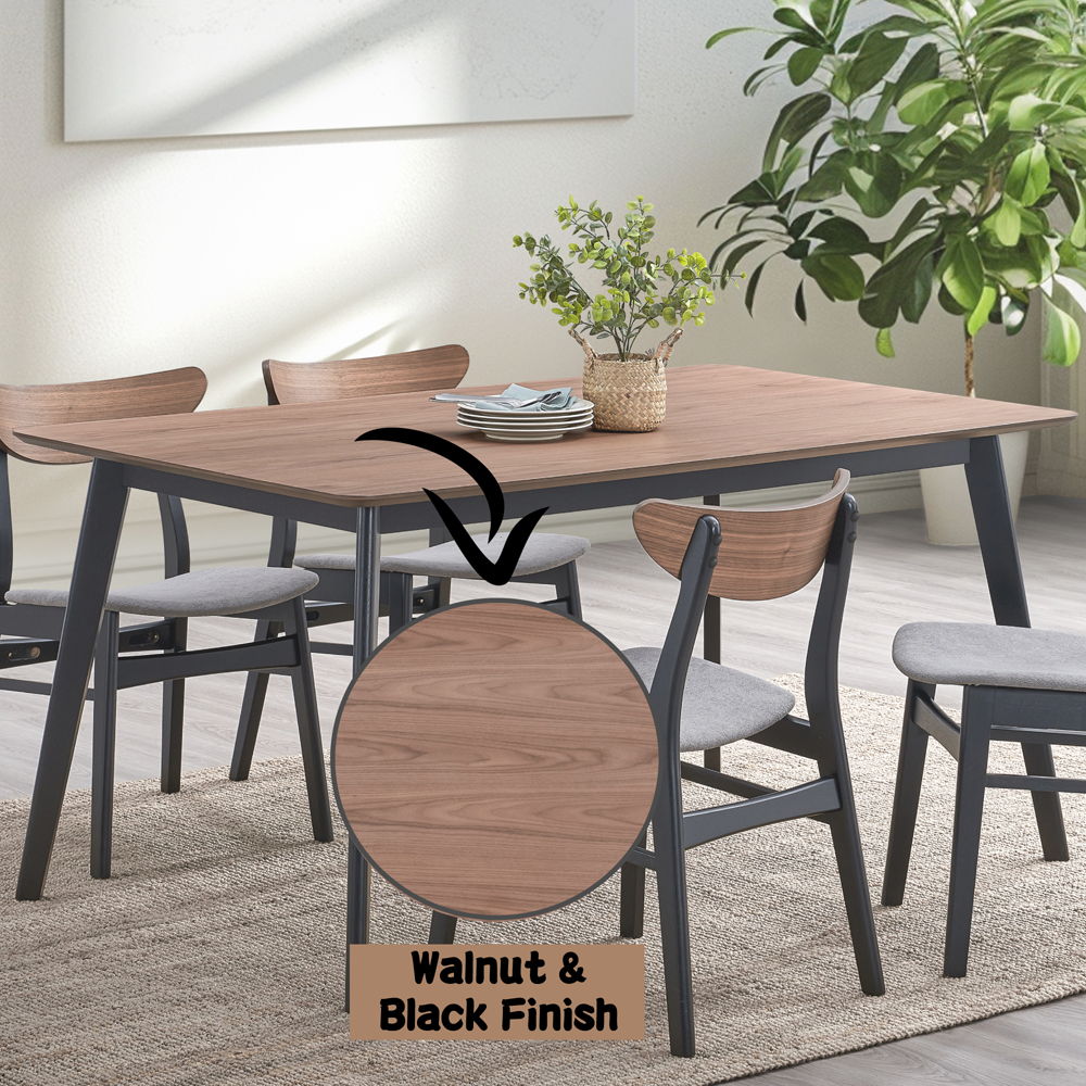 Rebi - Dining Table - Walnut & Black, black