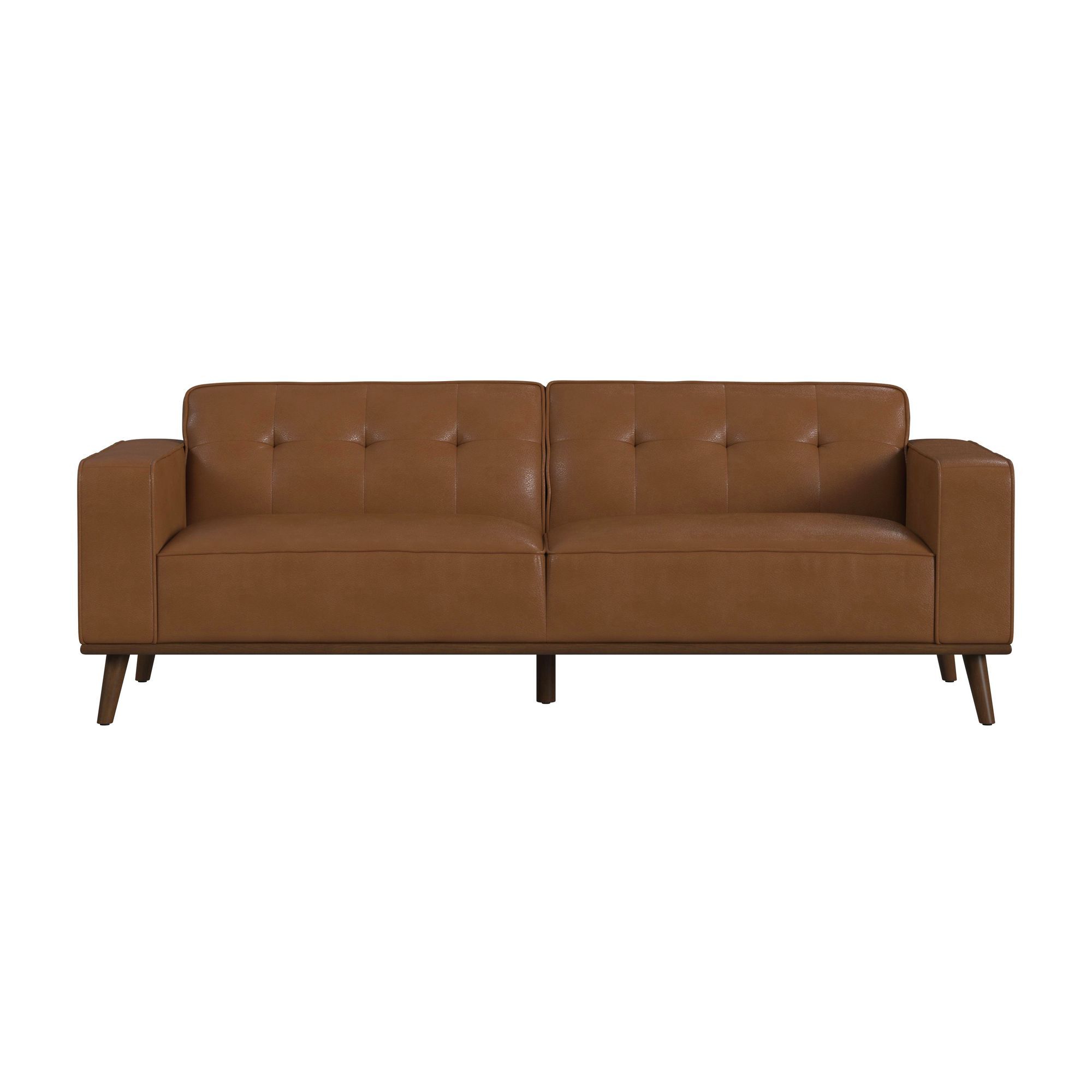 Destiny - Sofa With Wood Front - Pebble Tan