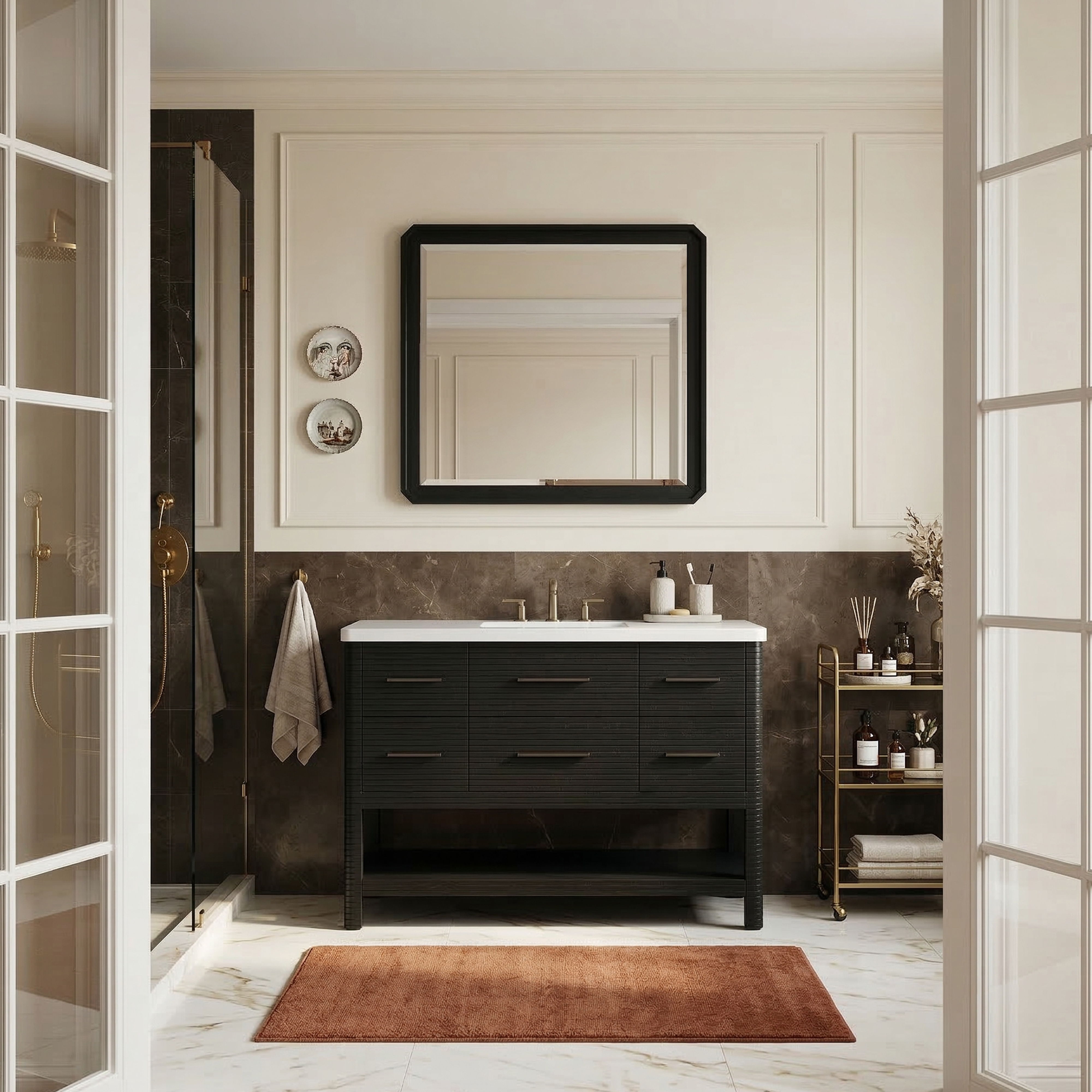 Oakwell - 48'' Bathroom Vanity - Black / White