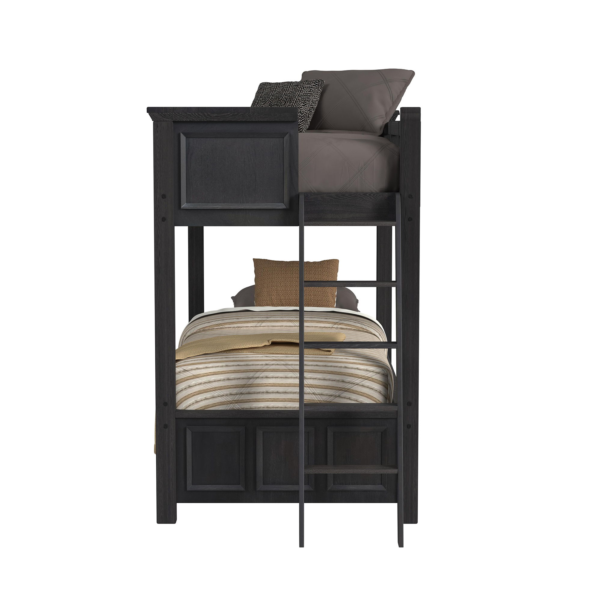 Hampton Kids - Twin Over Twin Bunk With Ladder - Charcoal
