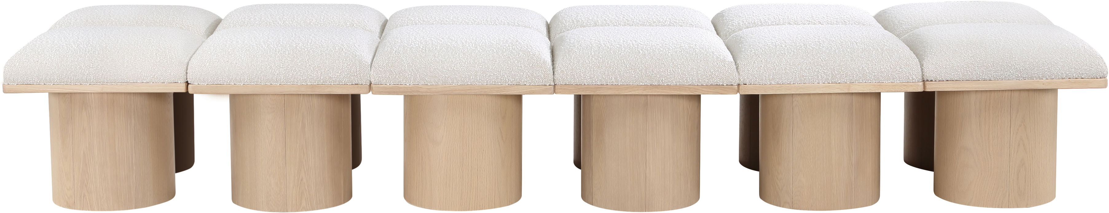 Pavilion - 108" 12 Piece Modular Bench With Natural Base - Cream