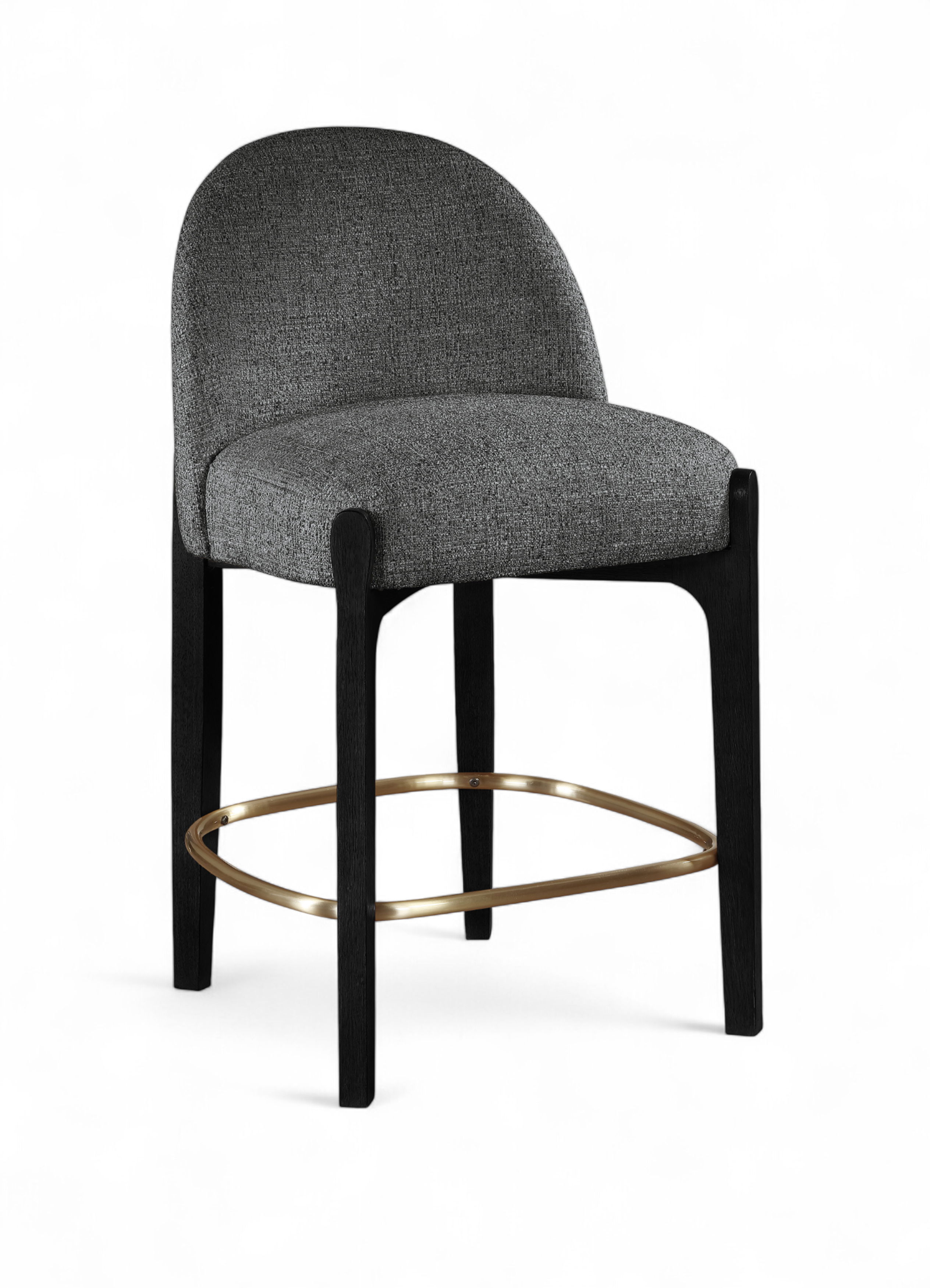 Torino - Fabric Upholstered Counter Stool (Set of 2) - Black / Brushed Black