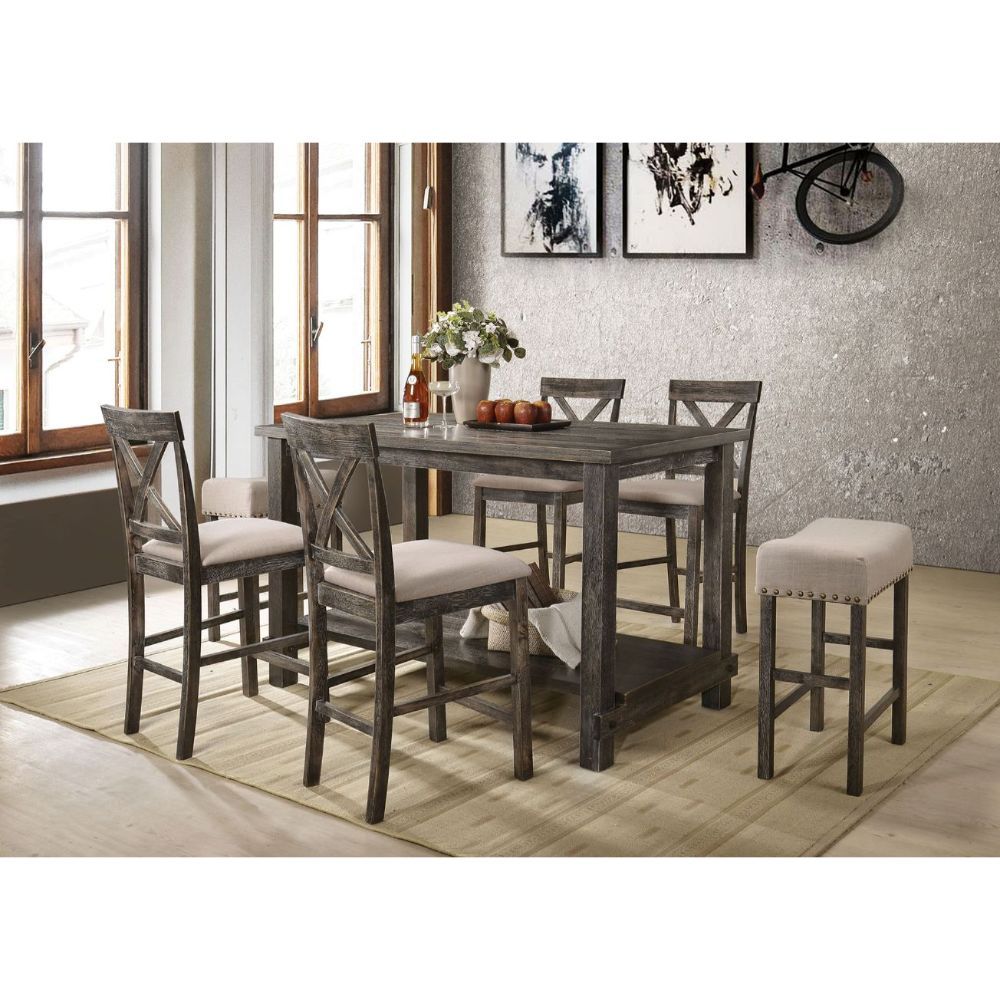 Martha II - Counter Height Table - Weathered Gray, dark gray, view 2