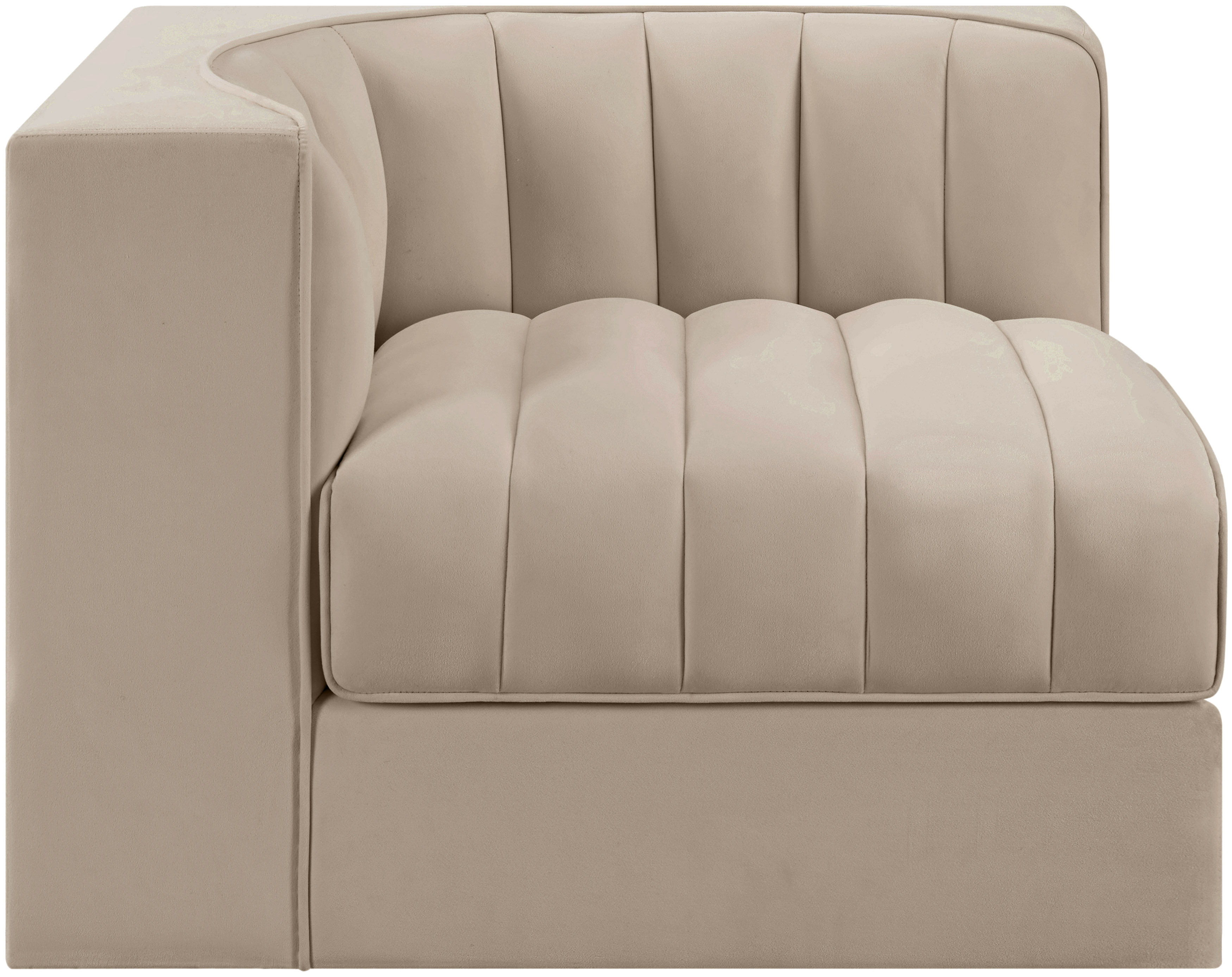 Rummi - Velvet Performance Fabric Upholstered Modular Corner Chair - Beige