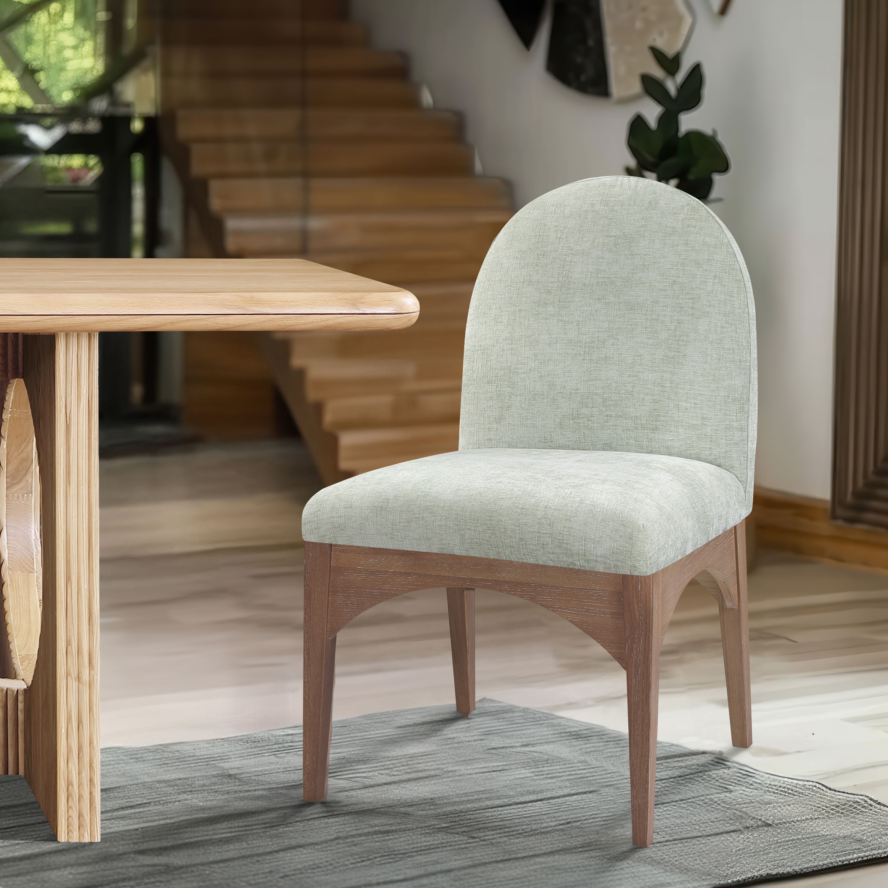 Waldorf - Chenille Dining Side Chair With Natural Legs - Mint