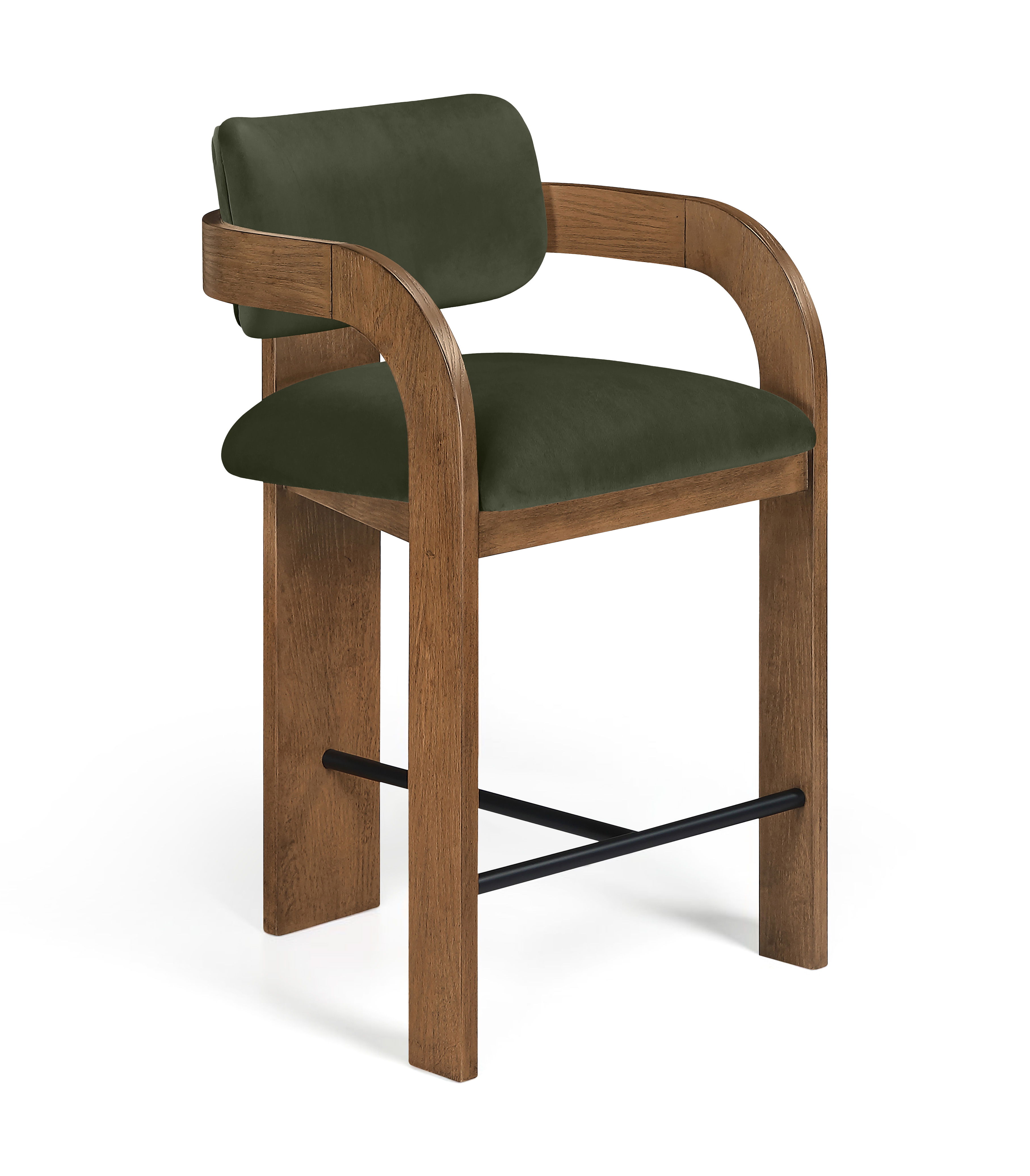 Cedra - Velvet Performance Fabric Upholstered Counter Stool - Green