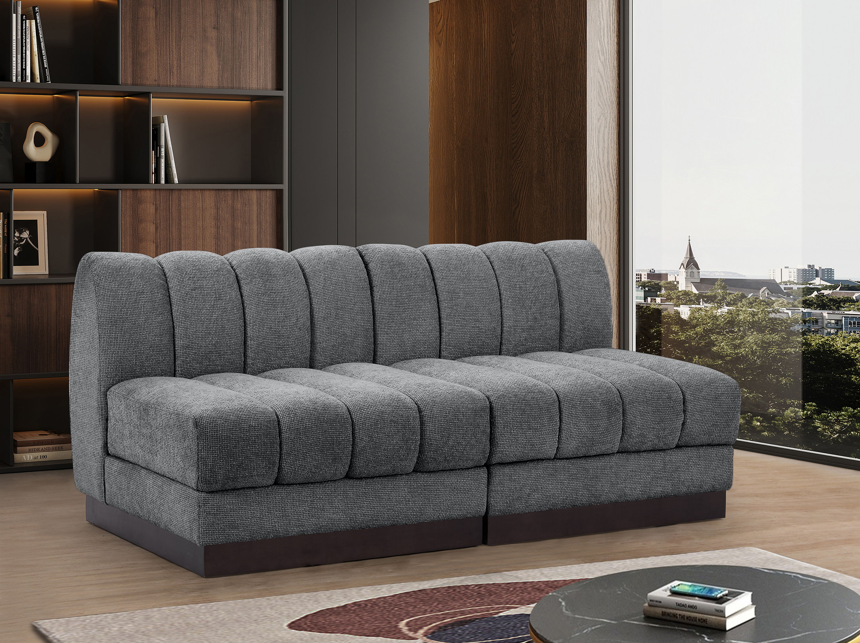 Quinn - 2 Piece Modular Armless Sofa - Gray