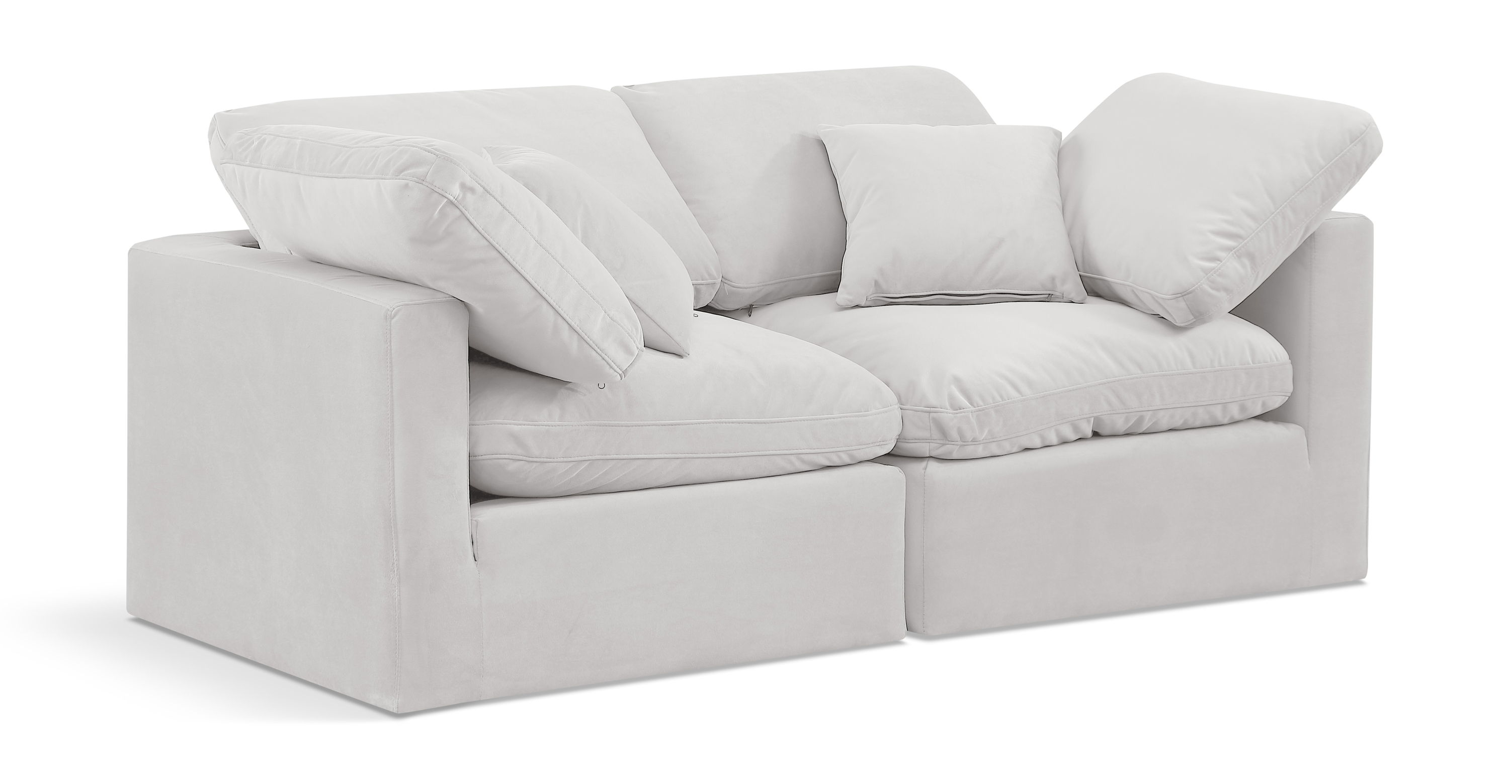 Indulge - Velvet 2 Seat Modular Sofa - White