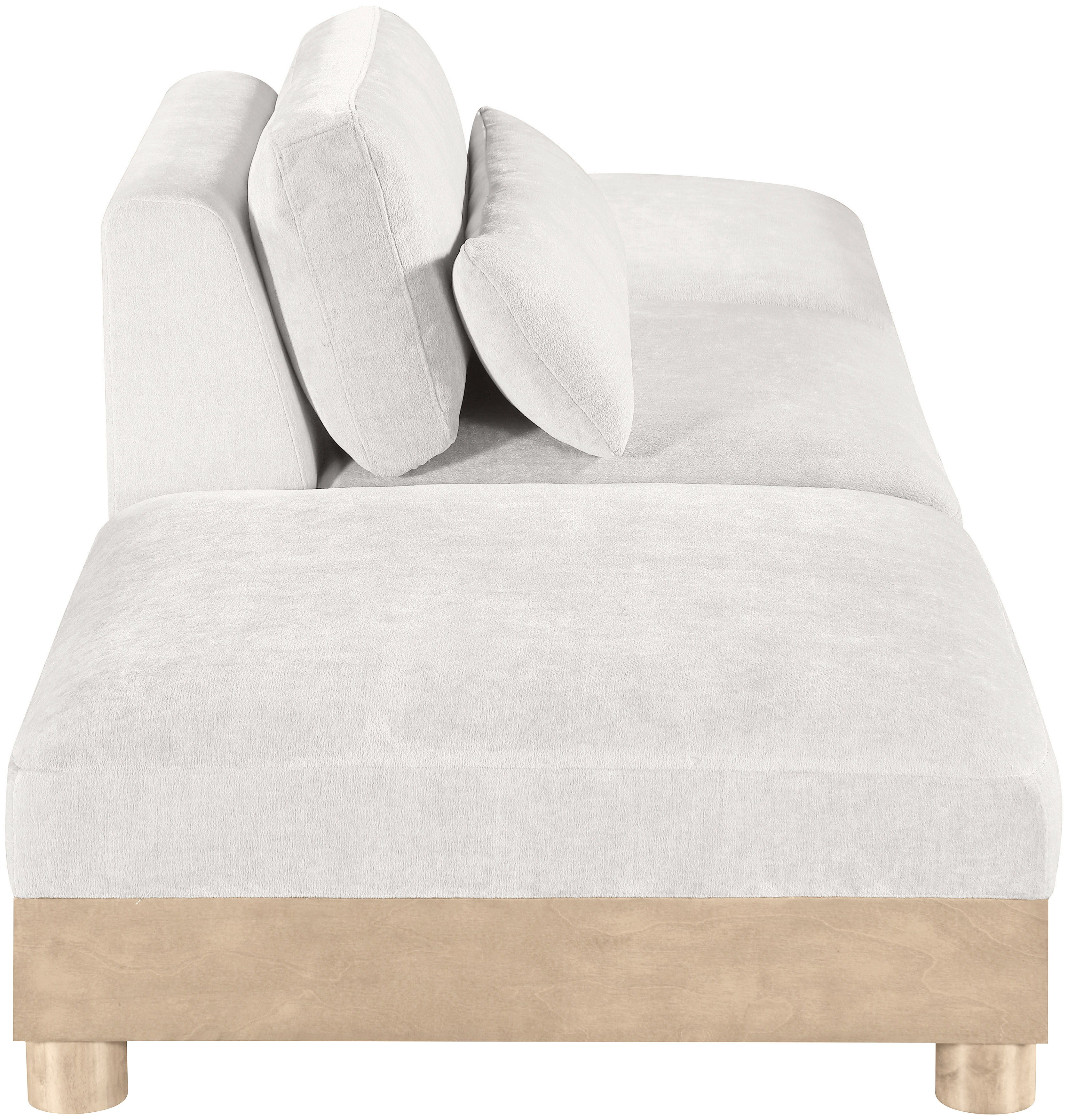 Turin - 120" Chenille Fabric Upholstered 3 Piece Modular Sofa - Cream / Natural Oak