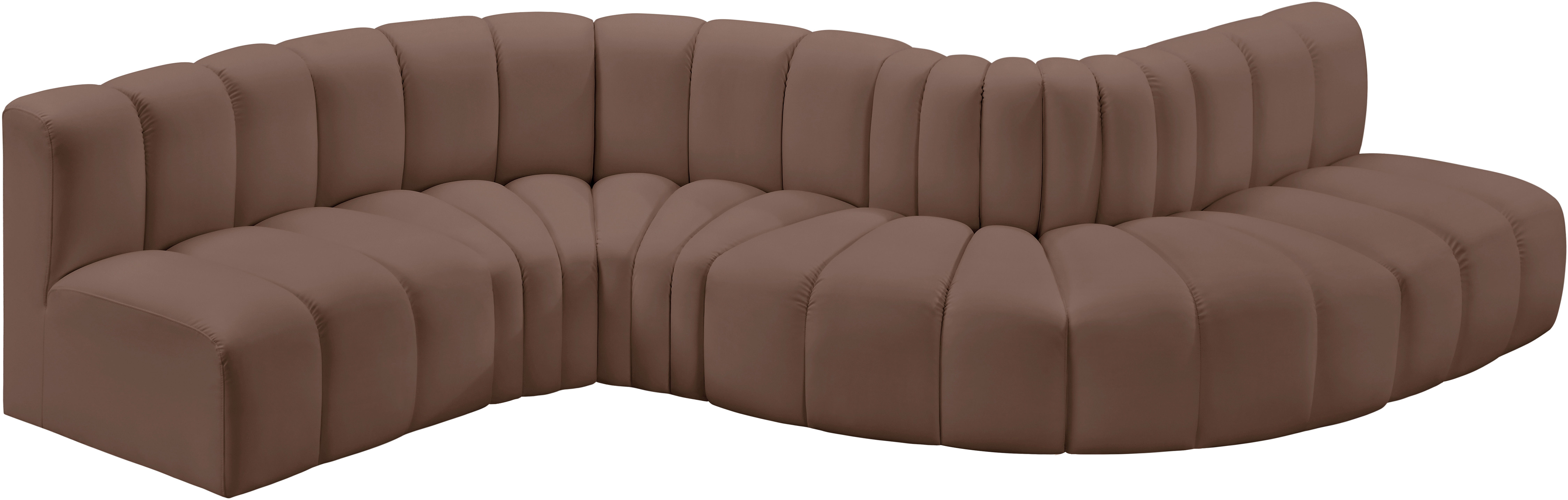 Arc - Faux Leather 6 Piece Curved Modular Sofa - Brown