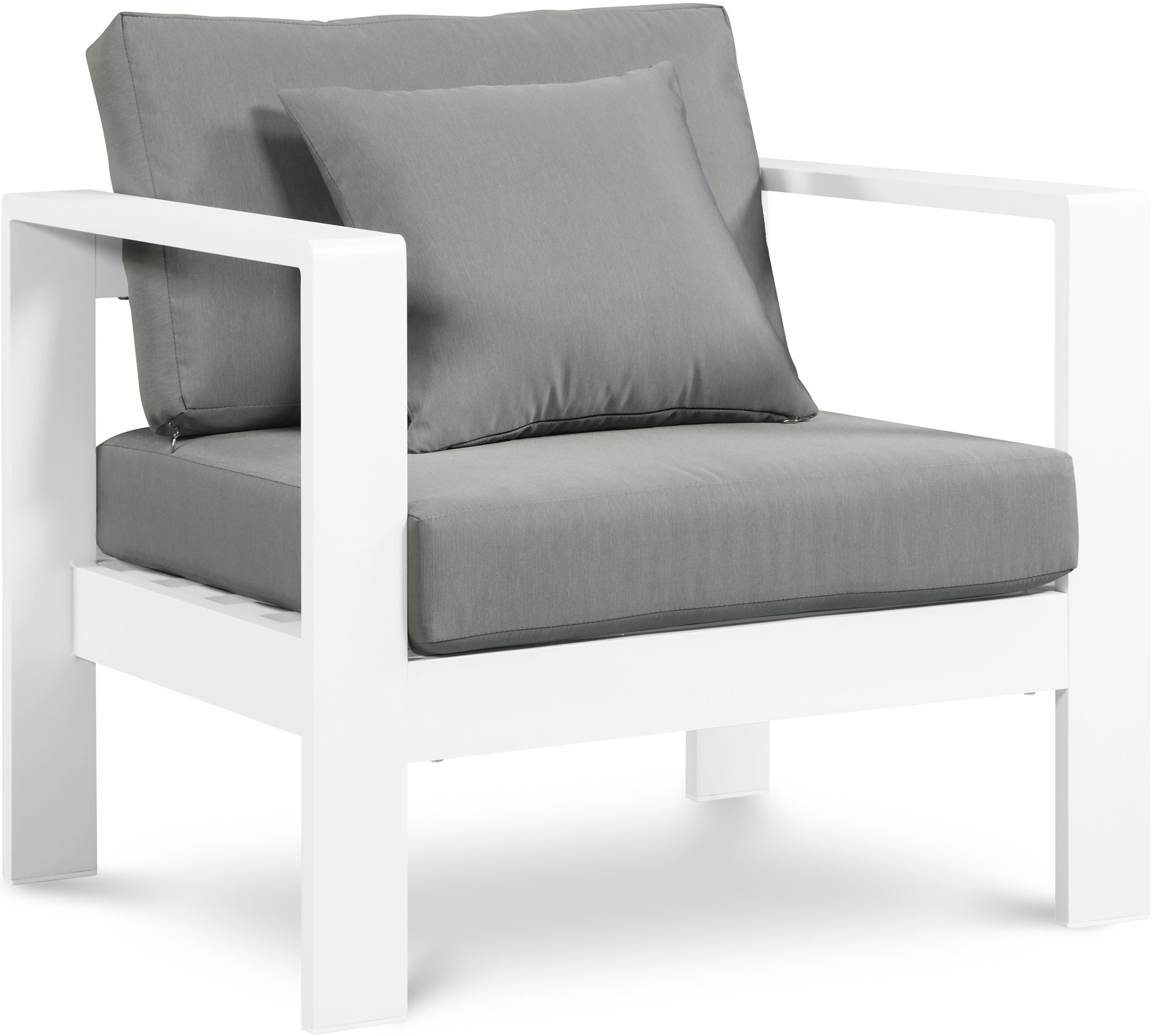 Nizuc - Outdoor Patio Arm Chair With White Frame - Gray