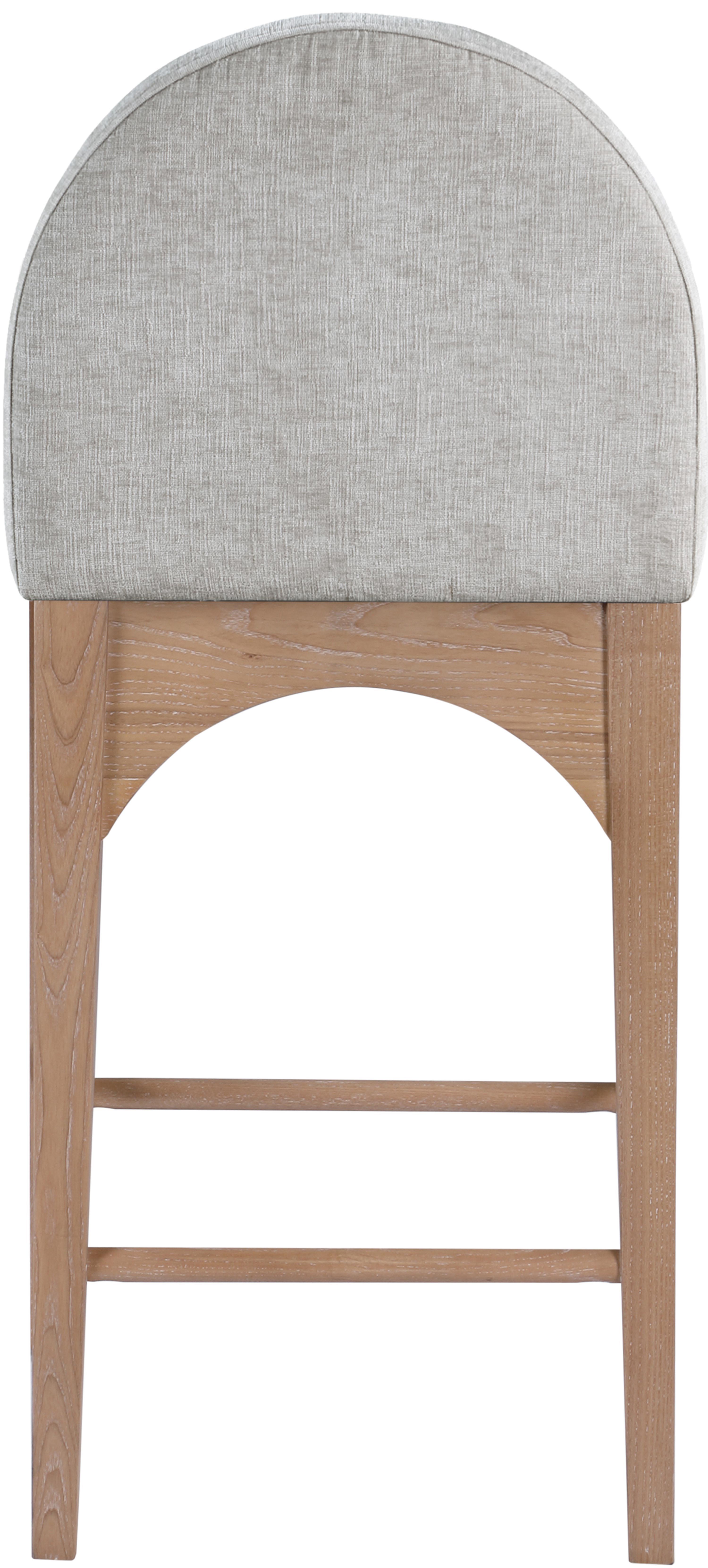 Waldorf - Chenille Stool With Natural Legs - Gray