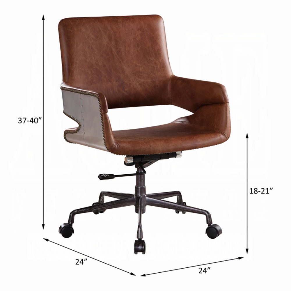 Kamau - Office Chair - Vintage Cocoa Top Grain Leather, dark brown, view 4