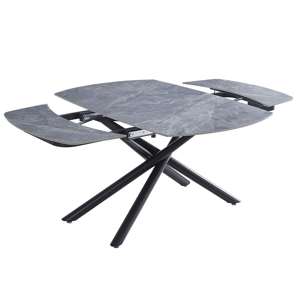 Hester - Ceramic Top Dining Table - Gray & Black, gray, view 3