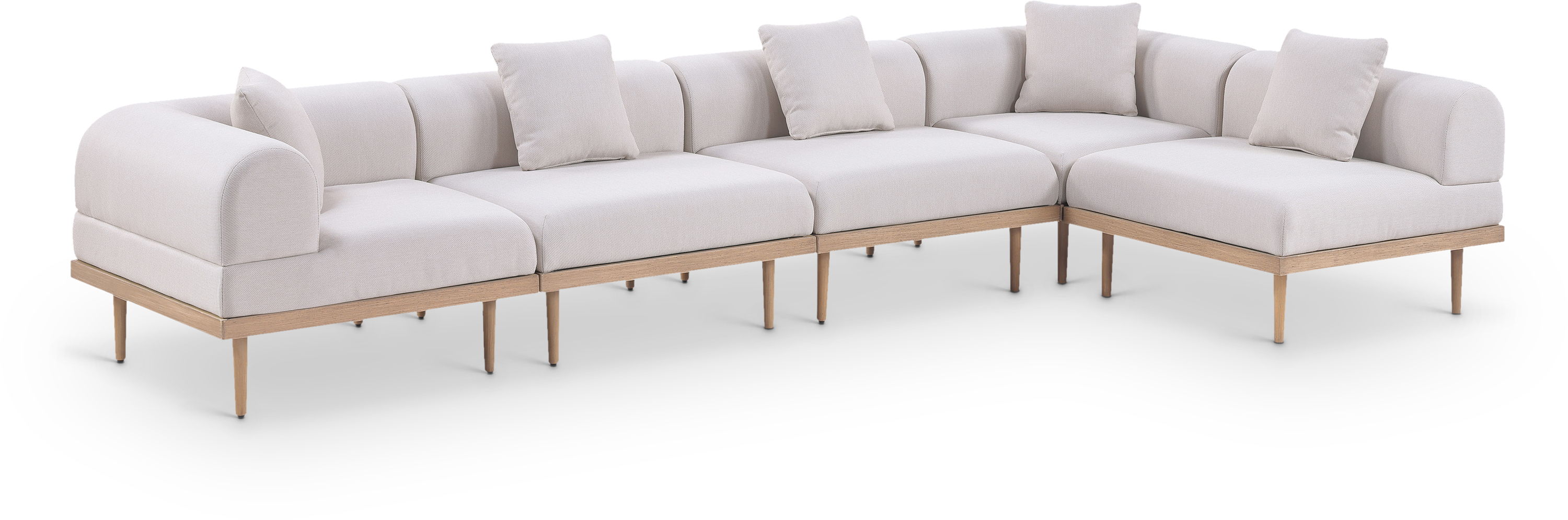 5 Pc · Resilient Water Resistant Fabric 142" Upholstered Outdoor Patio Modular Sectional