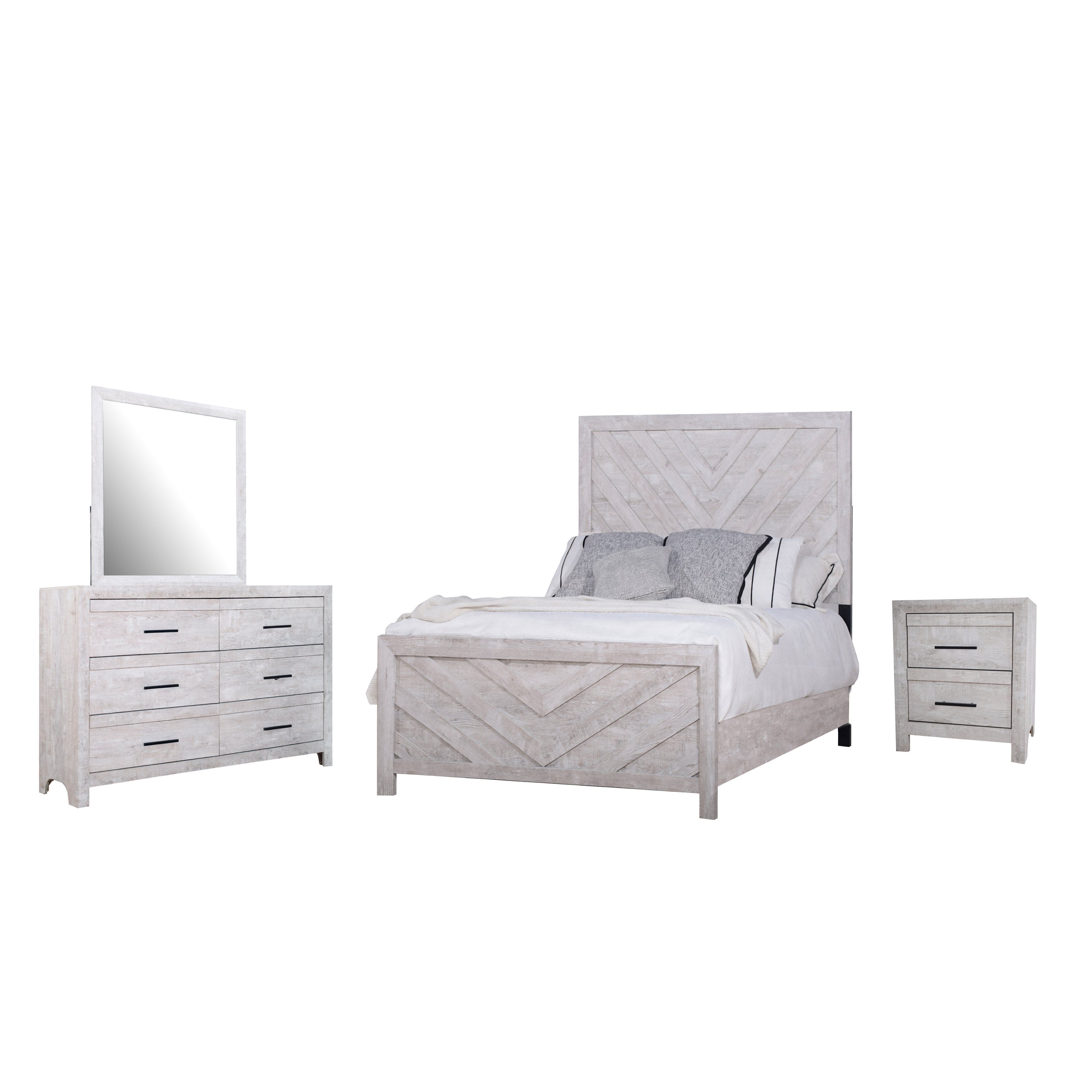 Biscayne - 5/0 Queen 4 Piece Bedroom Set (Bed, Dresser, Mirror, Nightstand) - Gray