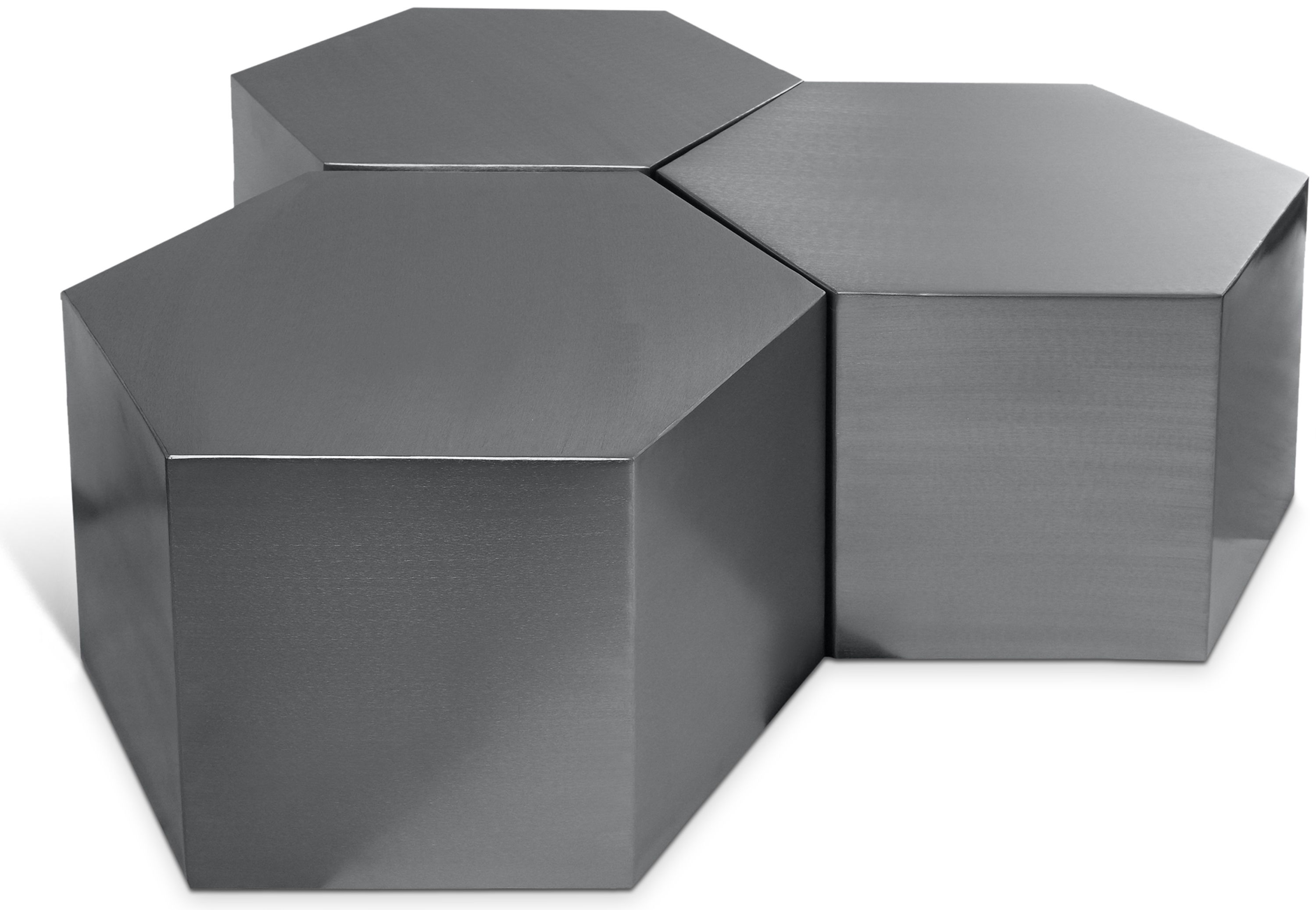 Hexagon - Coffee Table Modular Shape 3 Piece - Pearl Silver