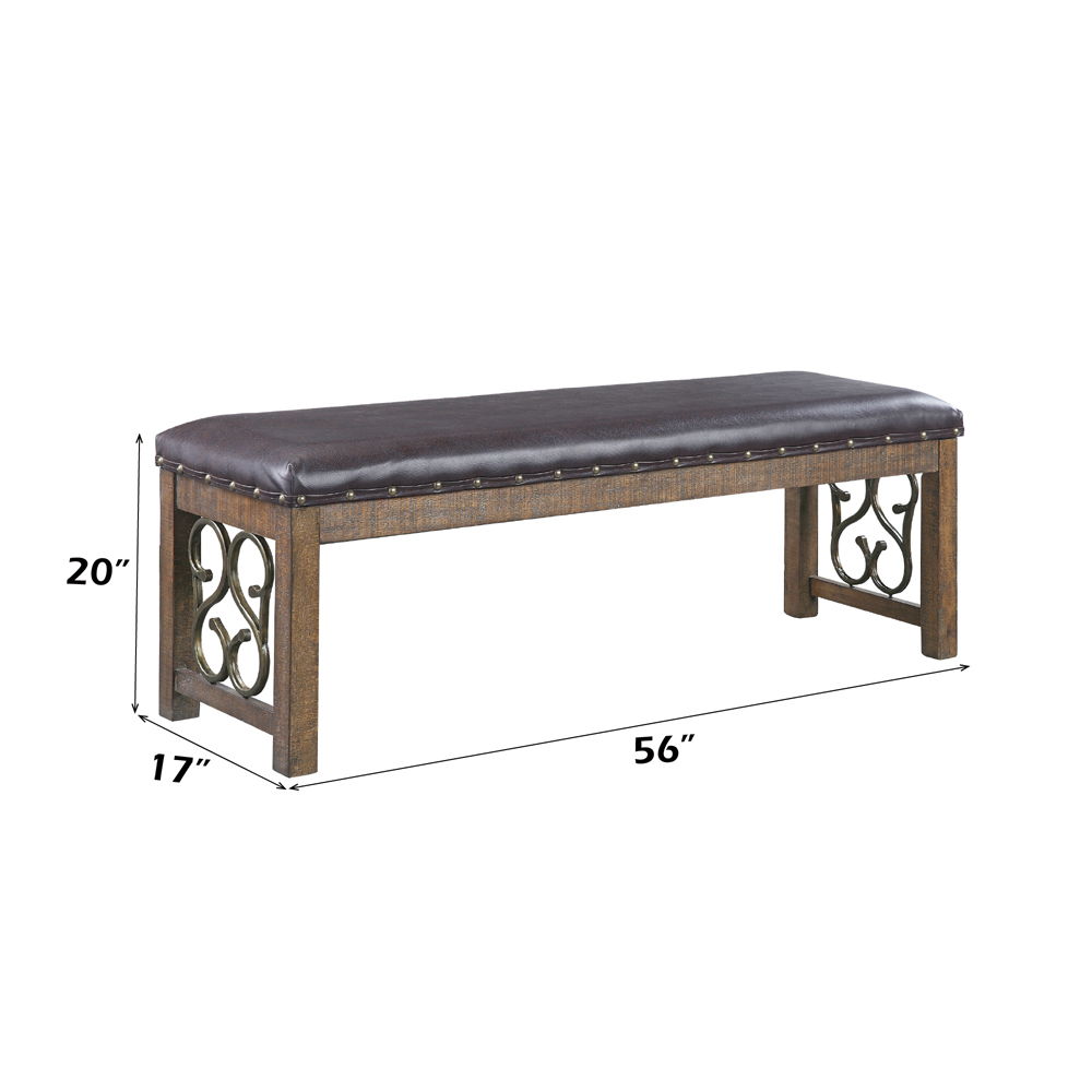 Raphaela - Bench - Black Synthetic Leather & Weathered Cherry, black, view 2