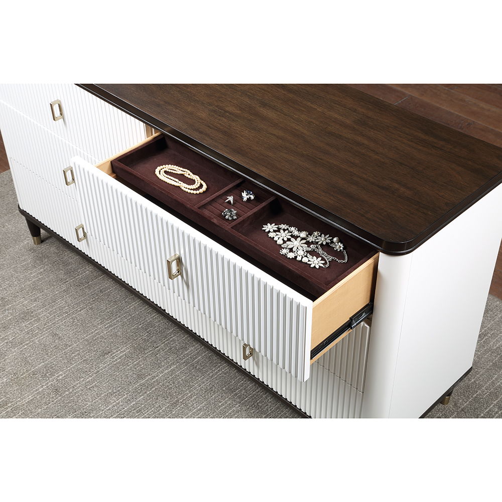 Carena - Dresser With Jewelry Tray - White & Brown, white, view 4