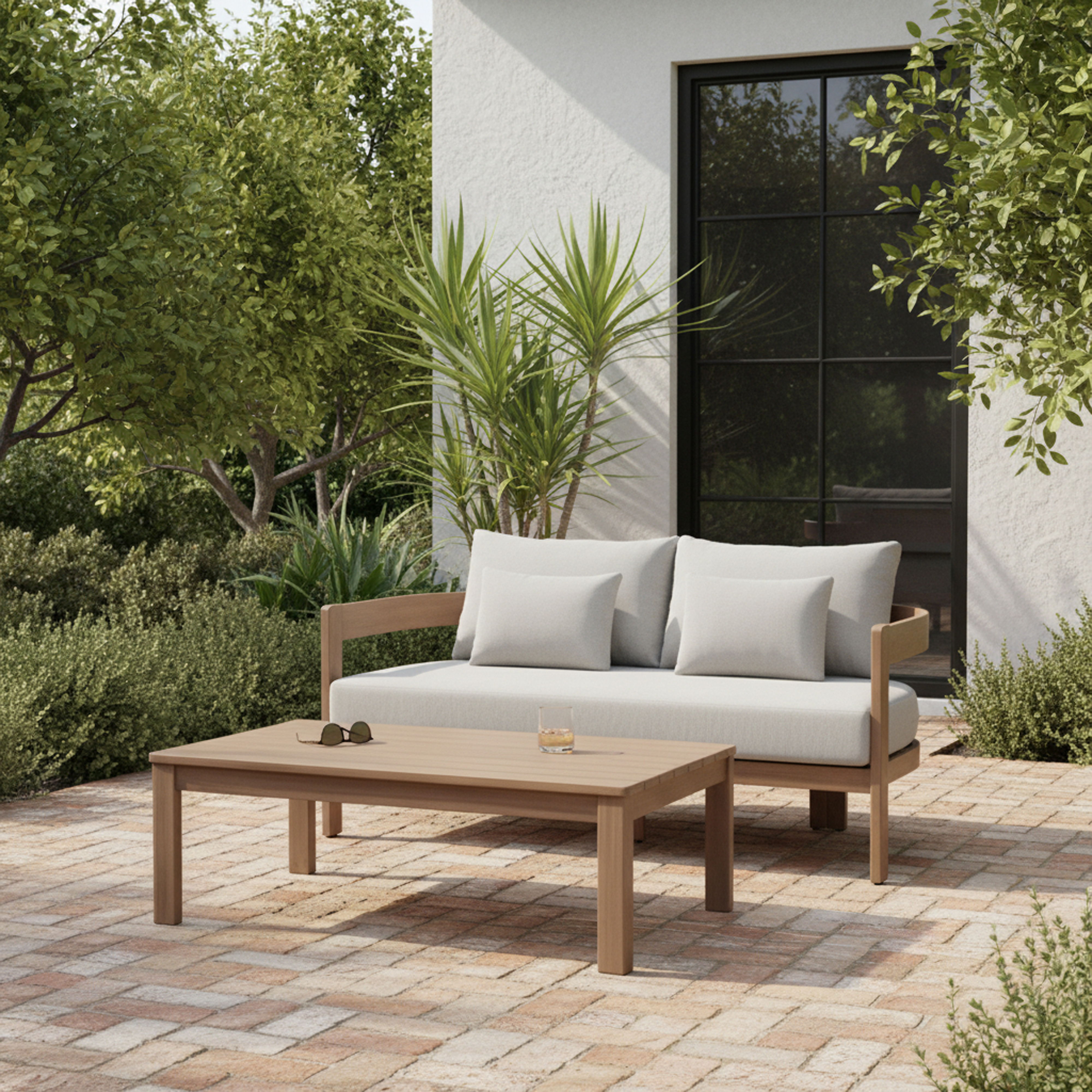 Newport - Water Resistant Fabric 65" Upholstered Outdoor Patio Loveseat - Gray