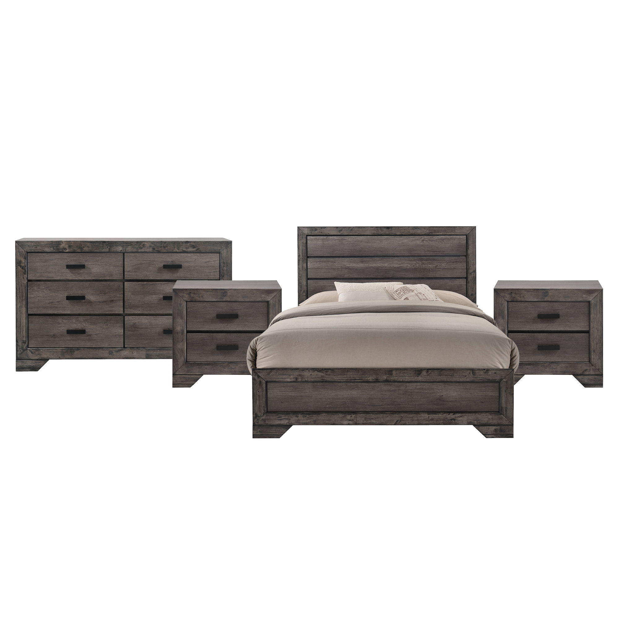 Queen · 4 Pc · Bedroom Set With 2 Nightstands & Dresser