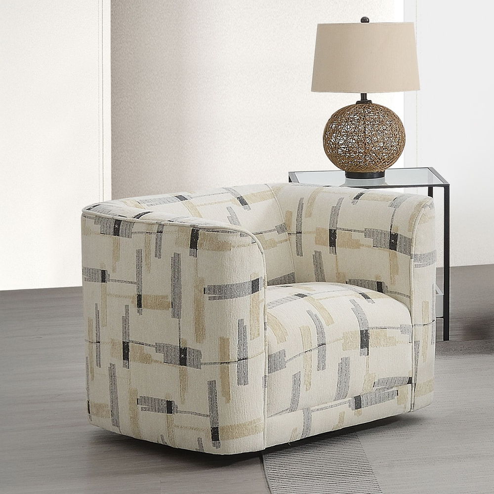 Darya - Chair With Swivel - Beige Pattern Fabric, beige, view 8