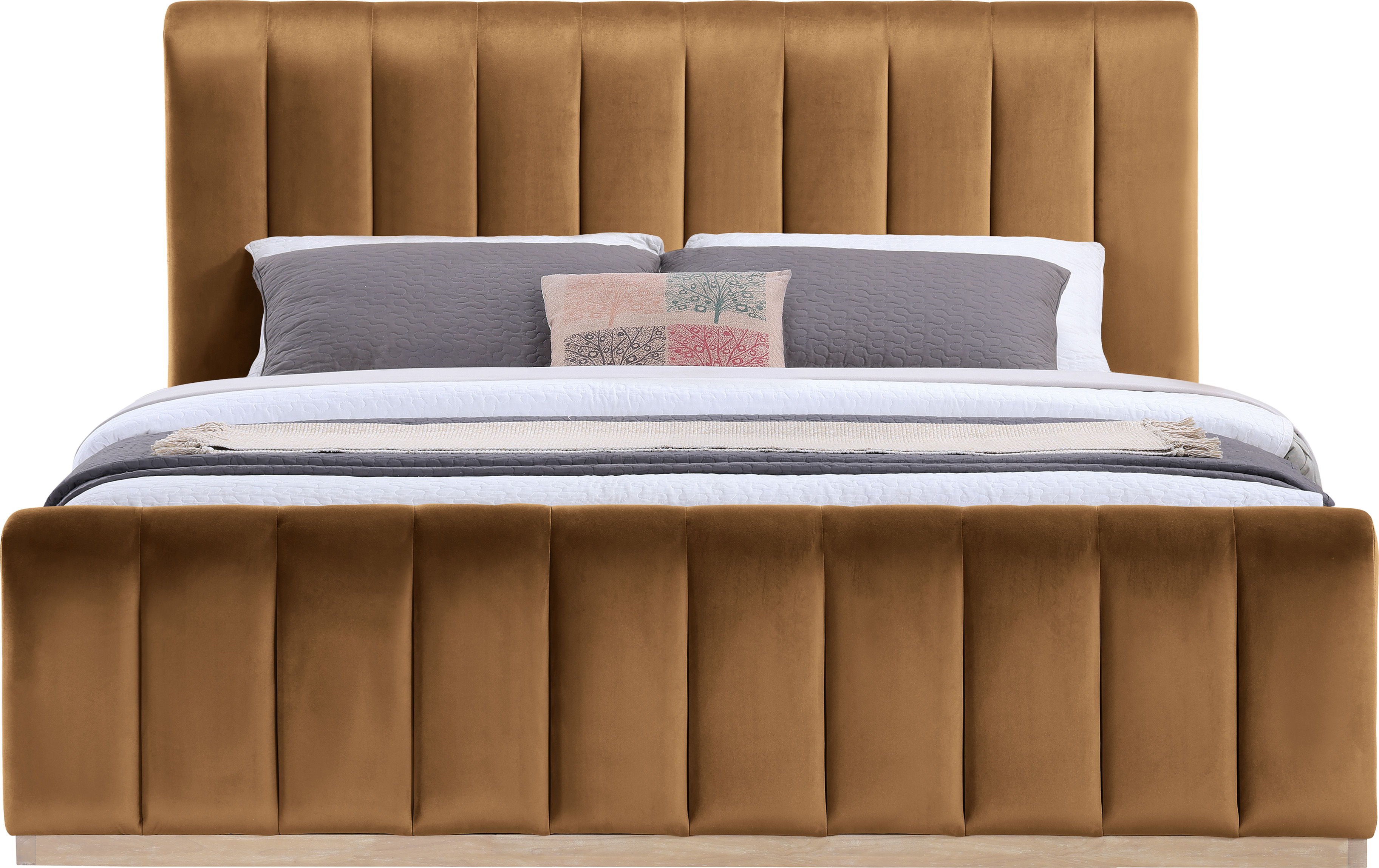 Amara - Velvet King Bed - Saddle