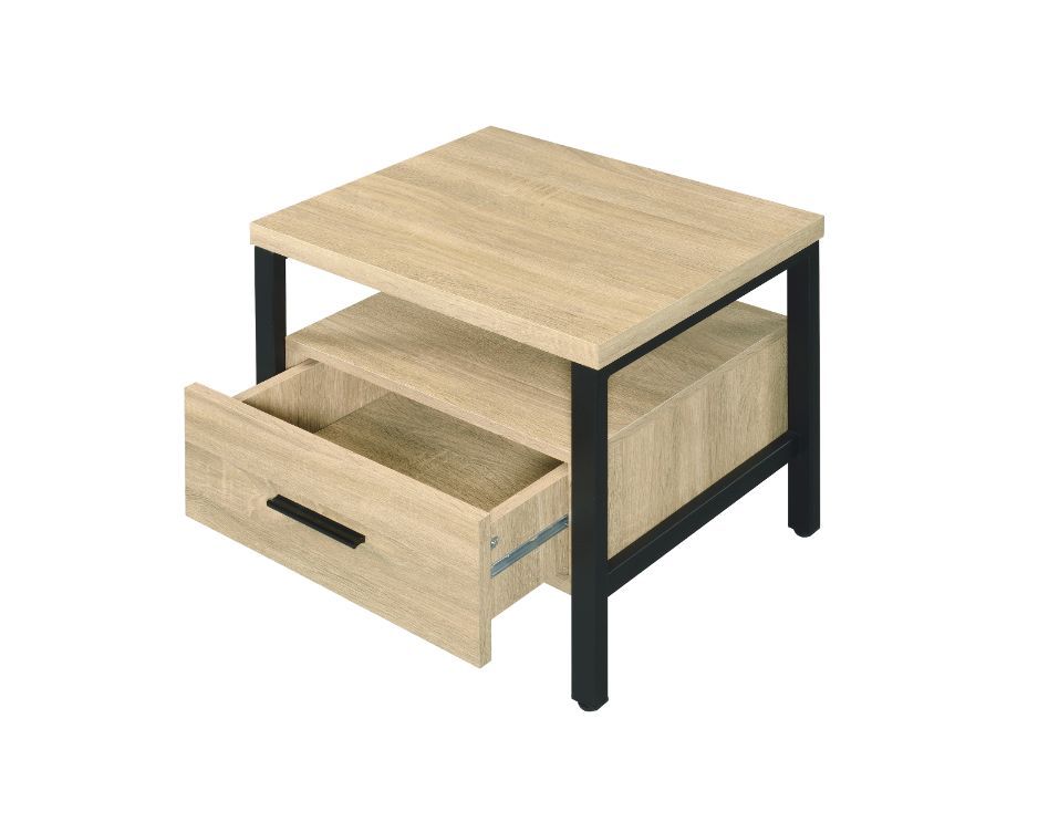 Yawan - Accent Table - Oak & Black, beige, view 2
