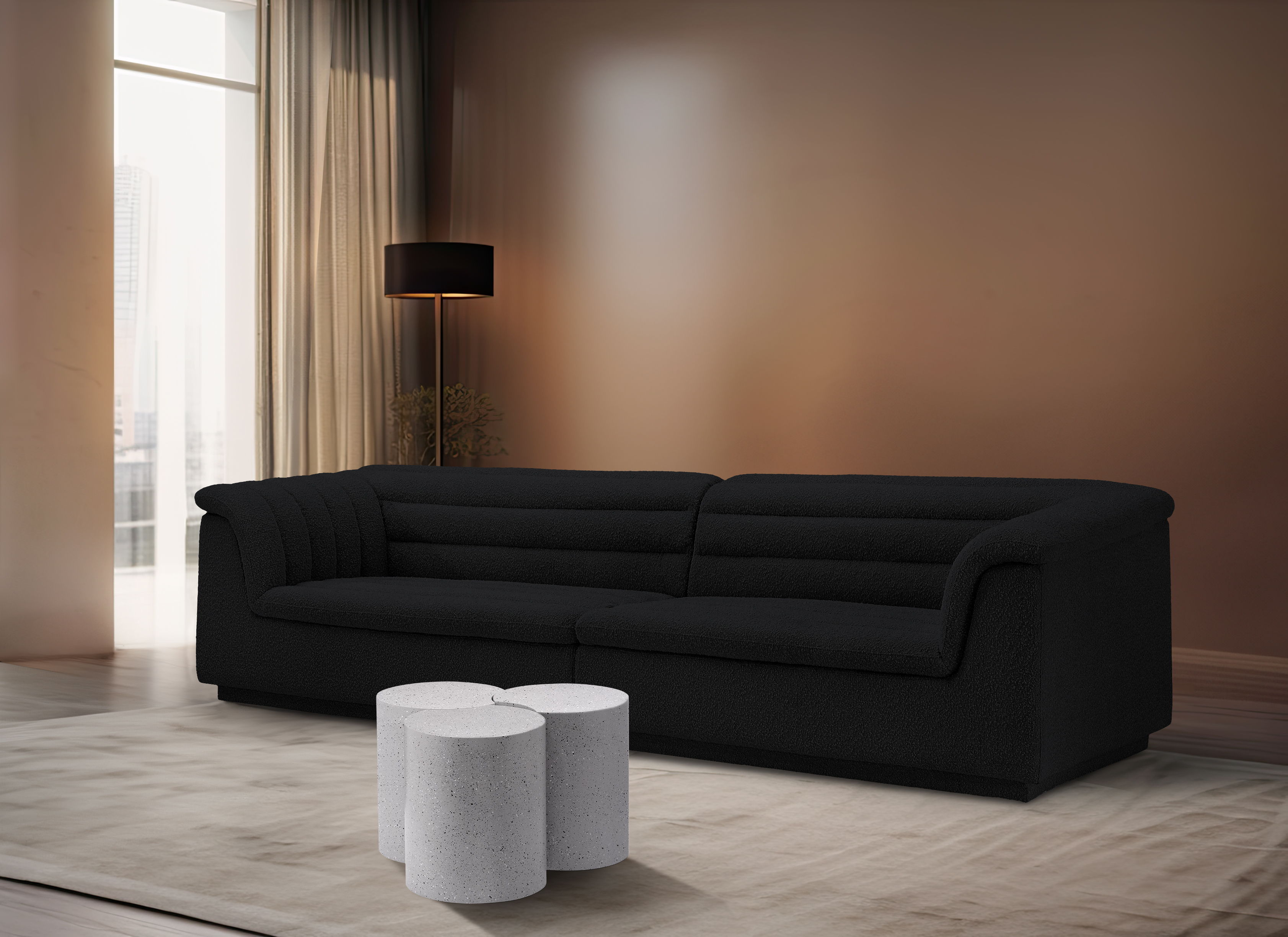 Dimple - 18" 3 Piece Modular Coffee Table - White Terazzo