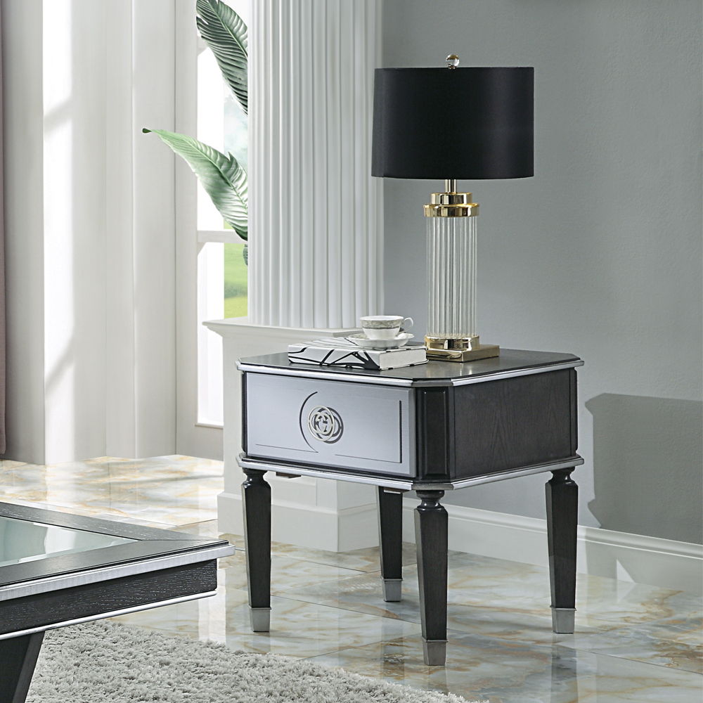 House Beatrice - End Table - Charcoal & Light Gray, dark gray