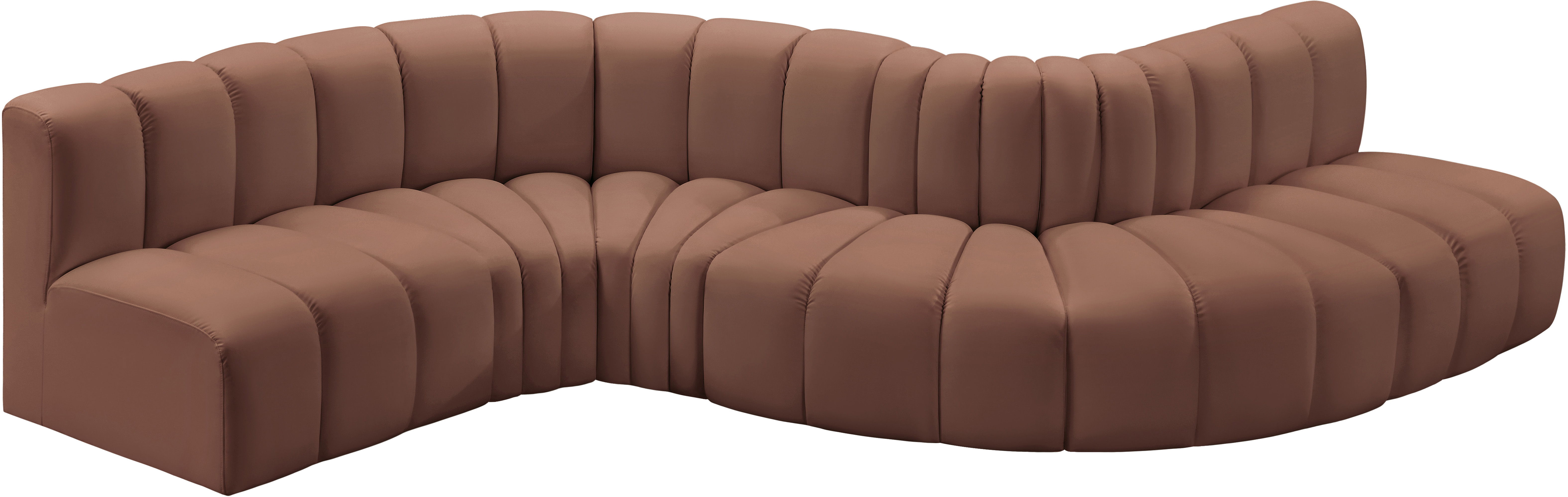 Arc - Faux Leather 6 Piece Curved Modular Sofa - Cognac