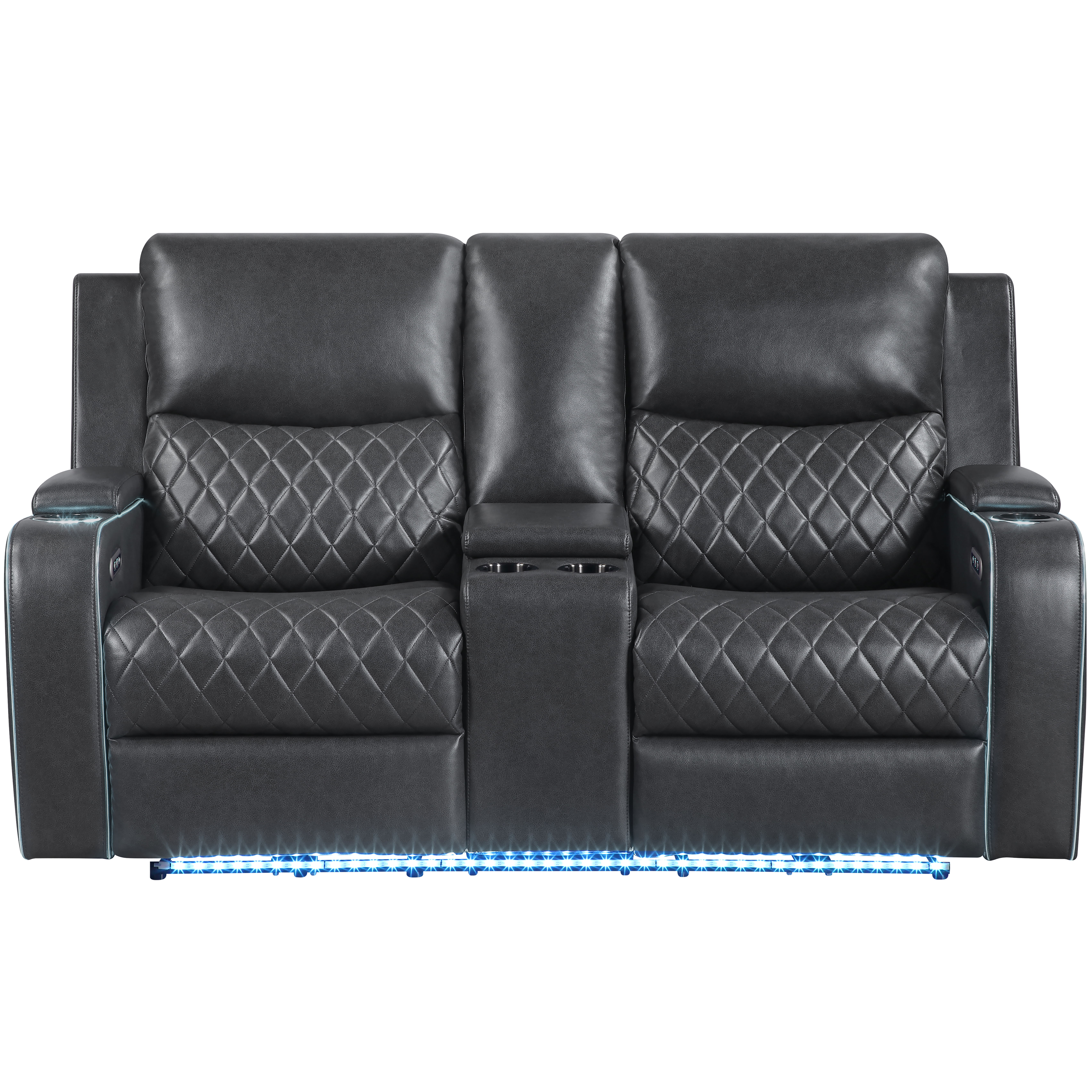 Luna - Power Console Loveseat - Charcoal