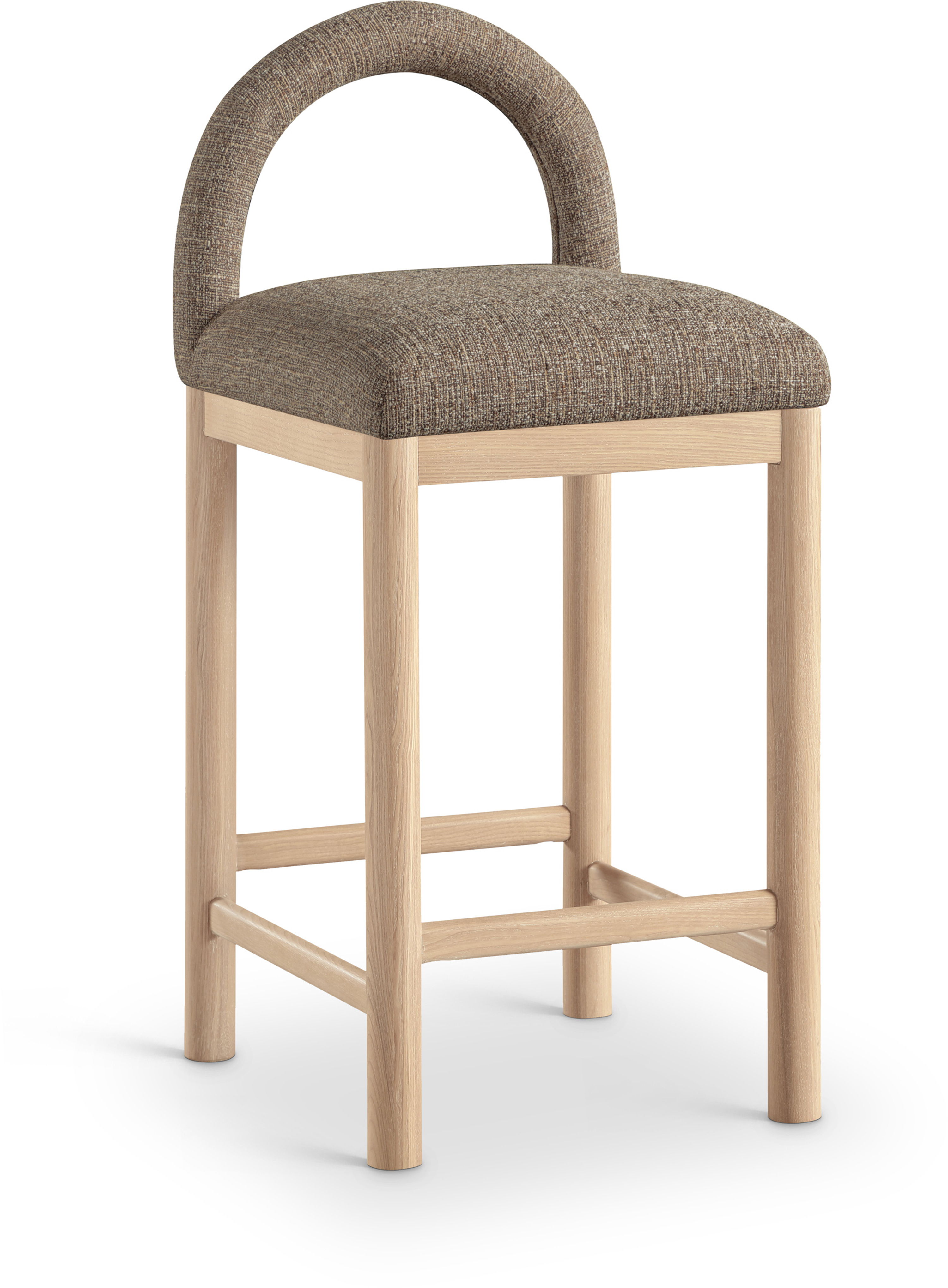 Conrad - Linen Counter Stool With Natural Legs - Brown