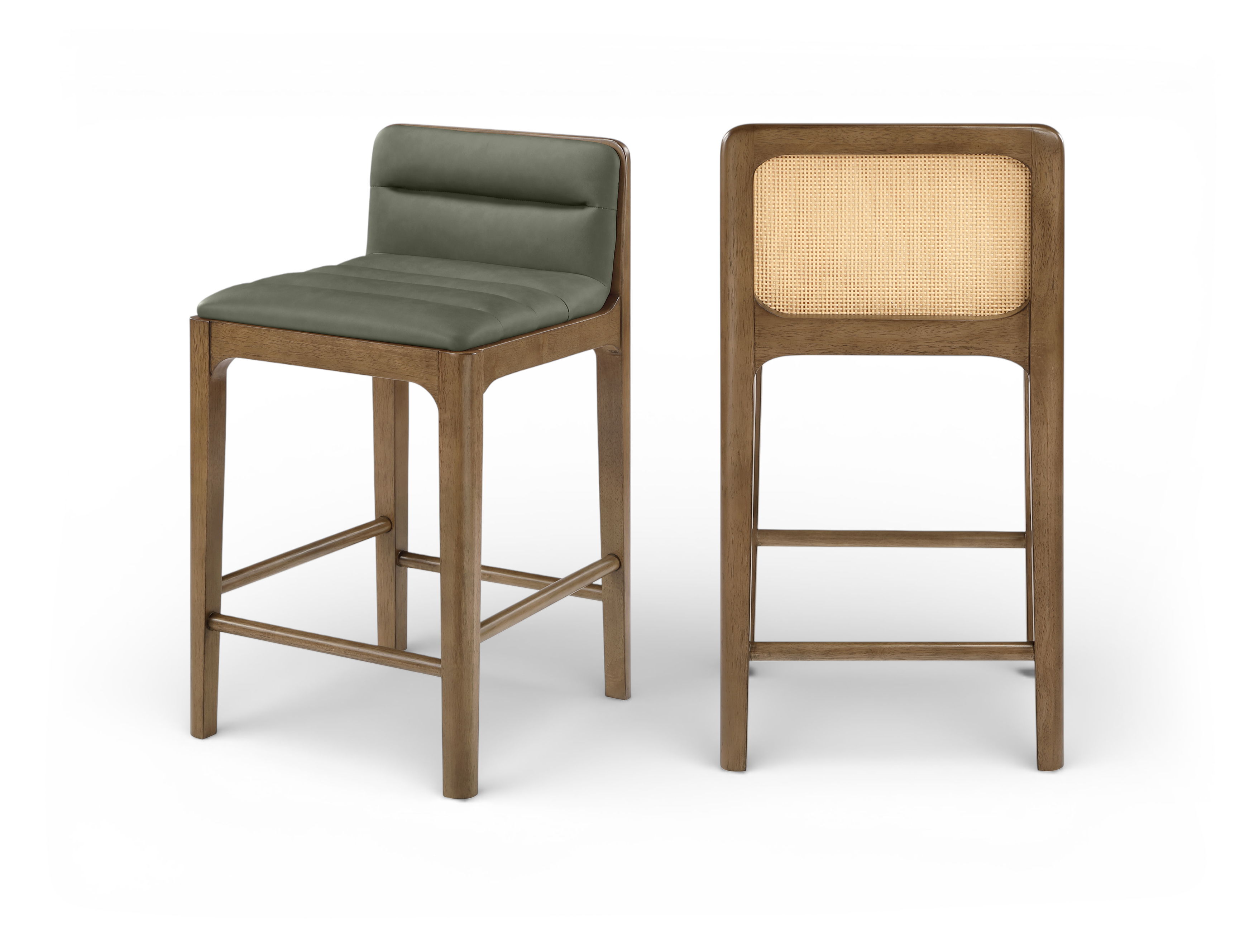 Ellis - Vegan Leather Upholstered Counter Stool (Set of 2) - Green
