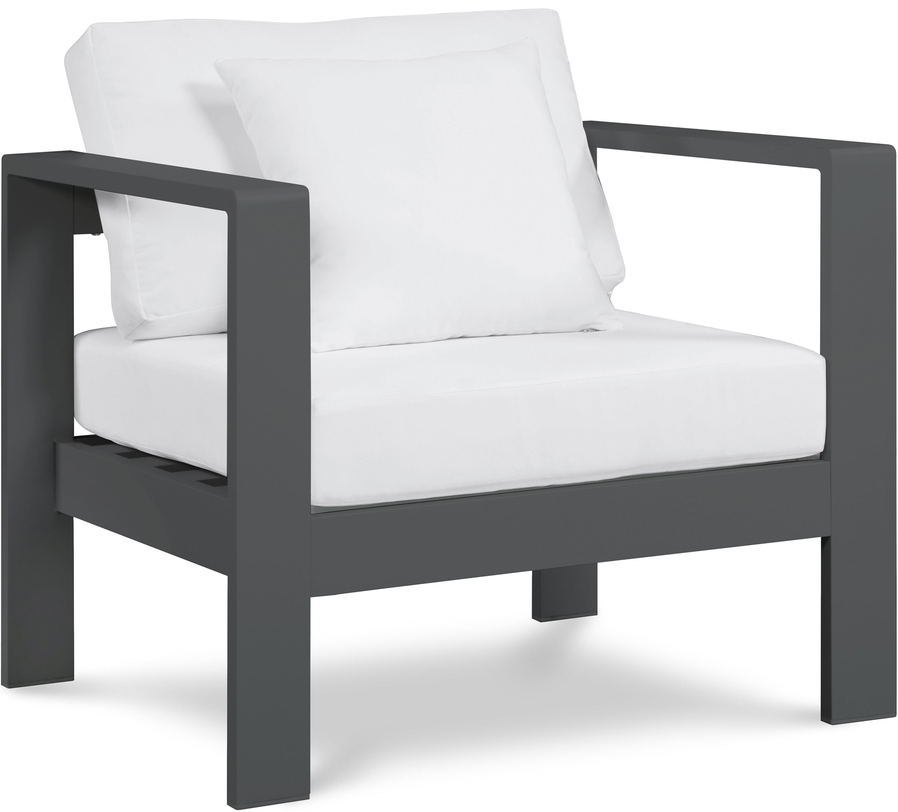 Nizuc - Outdoor Patio Arm Chair With Gray Frame - White