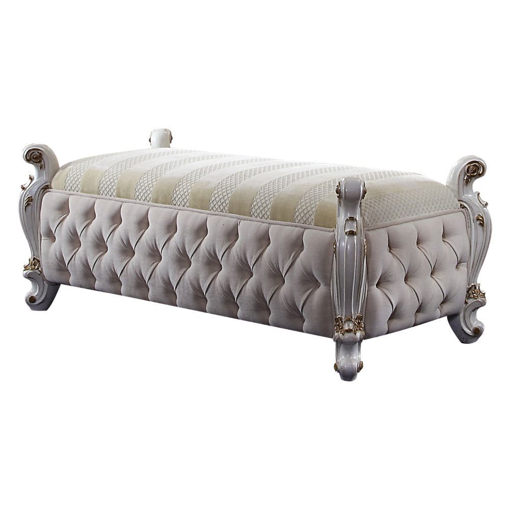 Picardy - Bench - Fabric & Antique Pearl, white
