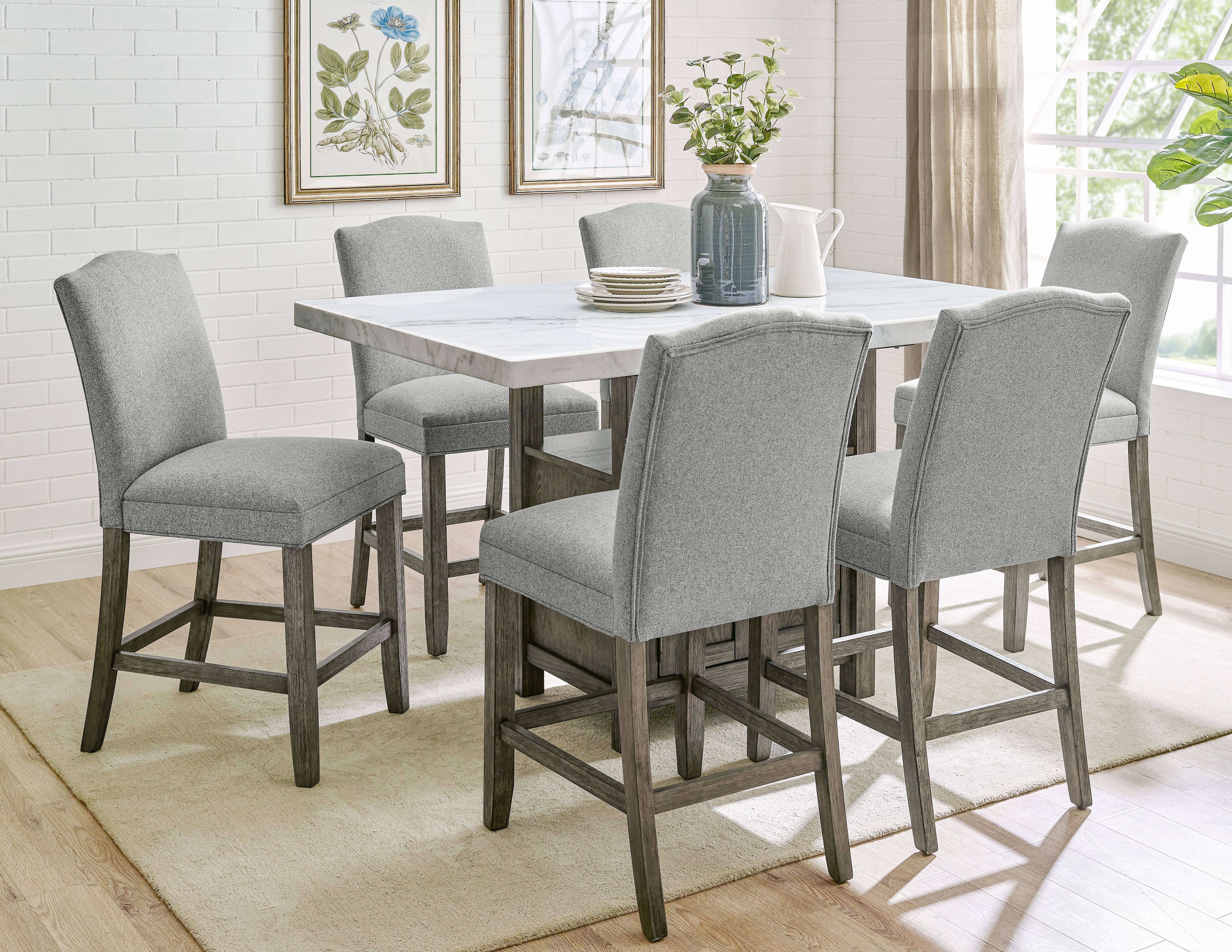 Grayson - 7 Piece Dining Set With Counter Height Table -White