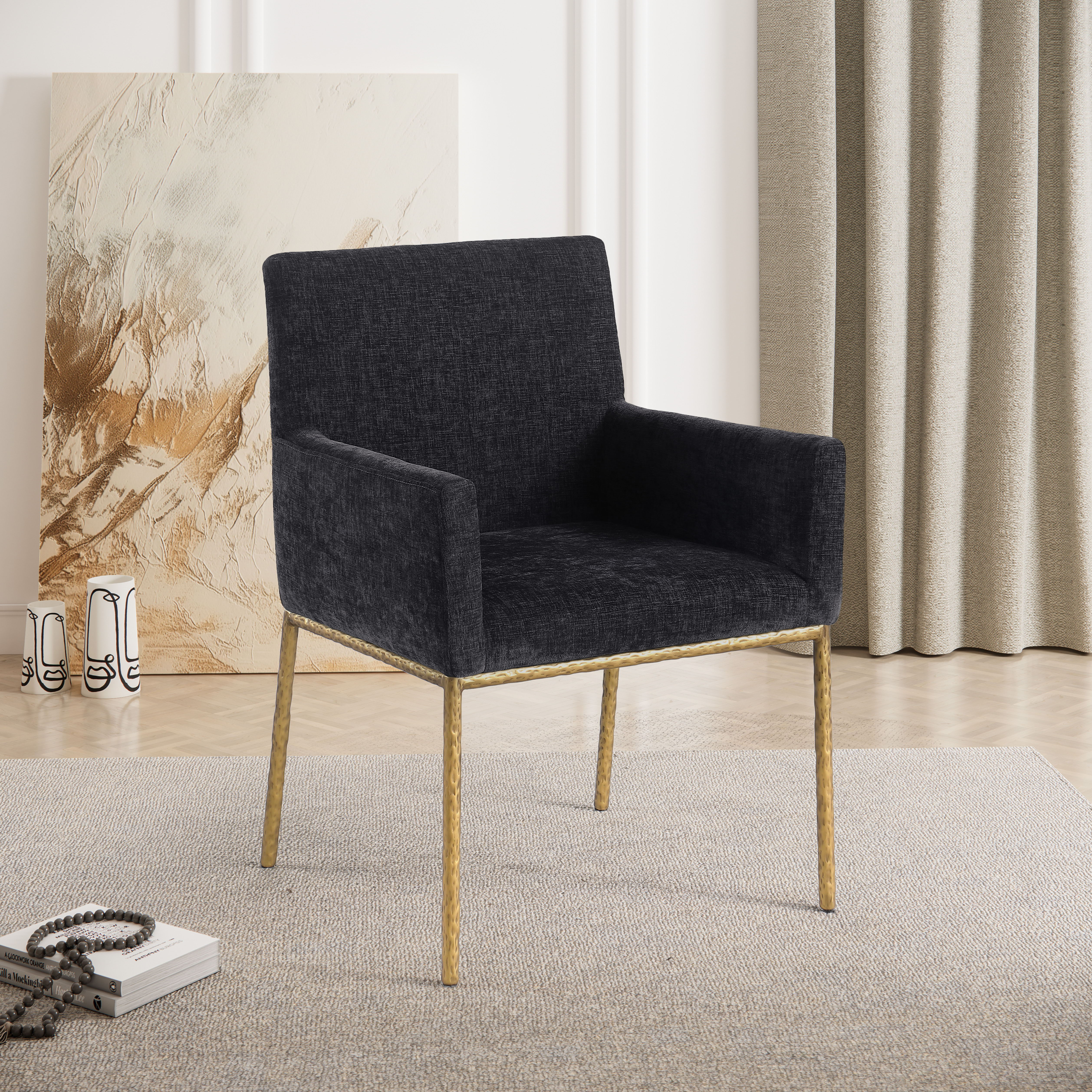 Reeves - Dining Chair With Gold Legs (Set of 2) - Black