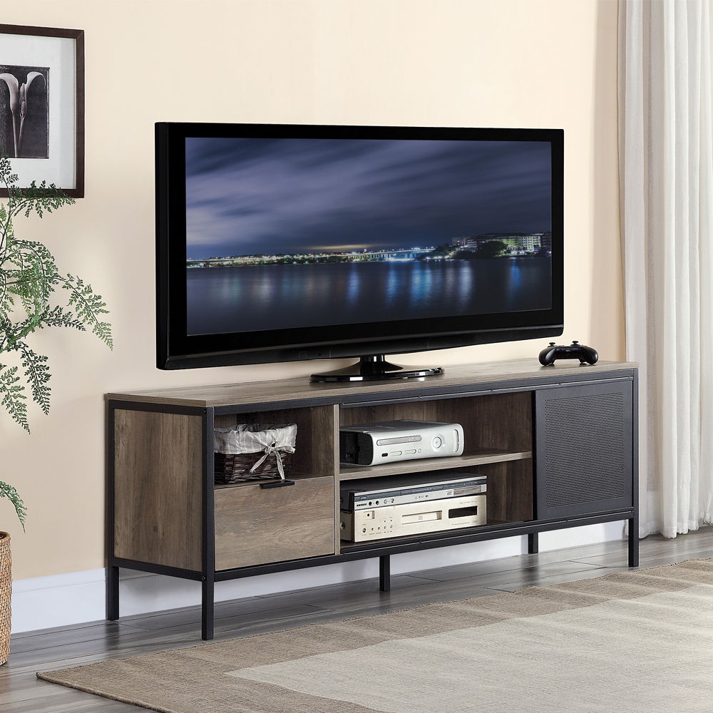 Nantan - 21" TV Stand - Rustic Oak & Black, black