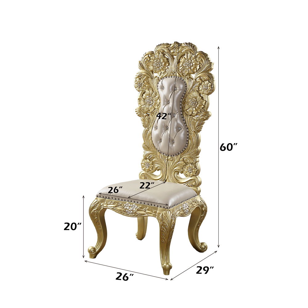 Cabriole - Side Chair (Set of 2) - Light Gold Synthetic Leather & Gold, gold, view 4