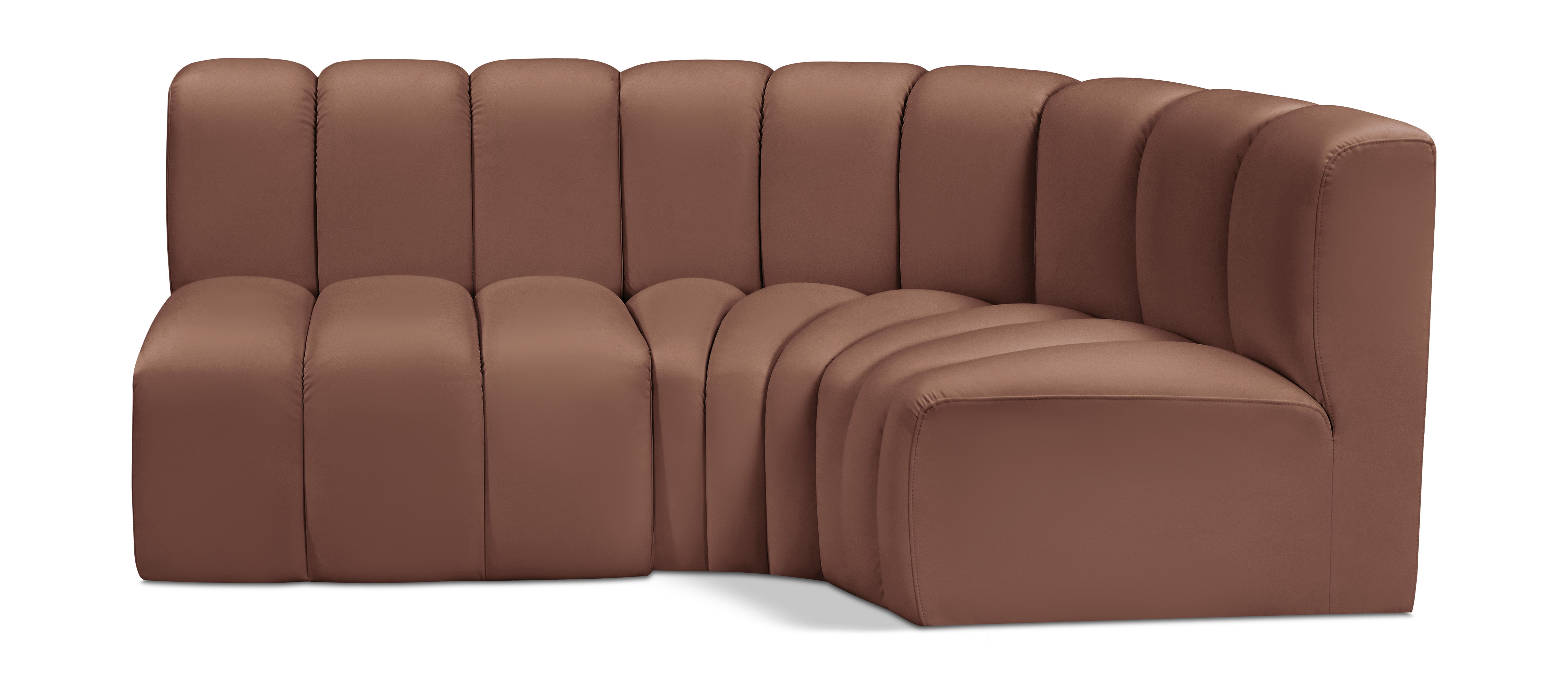 Arc - Faux Leather 3 Piece Sofa - Cognac